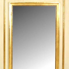 Louis XVI Style White and Gold Painted Musical Motif Trumeau / Wall Mirror