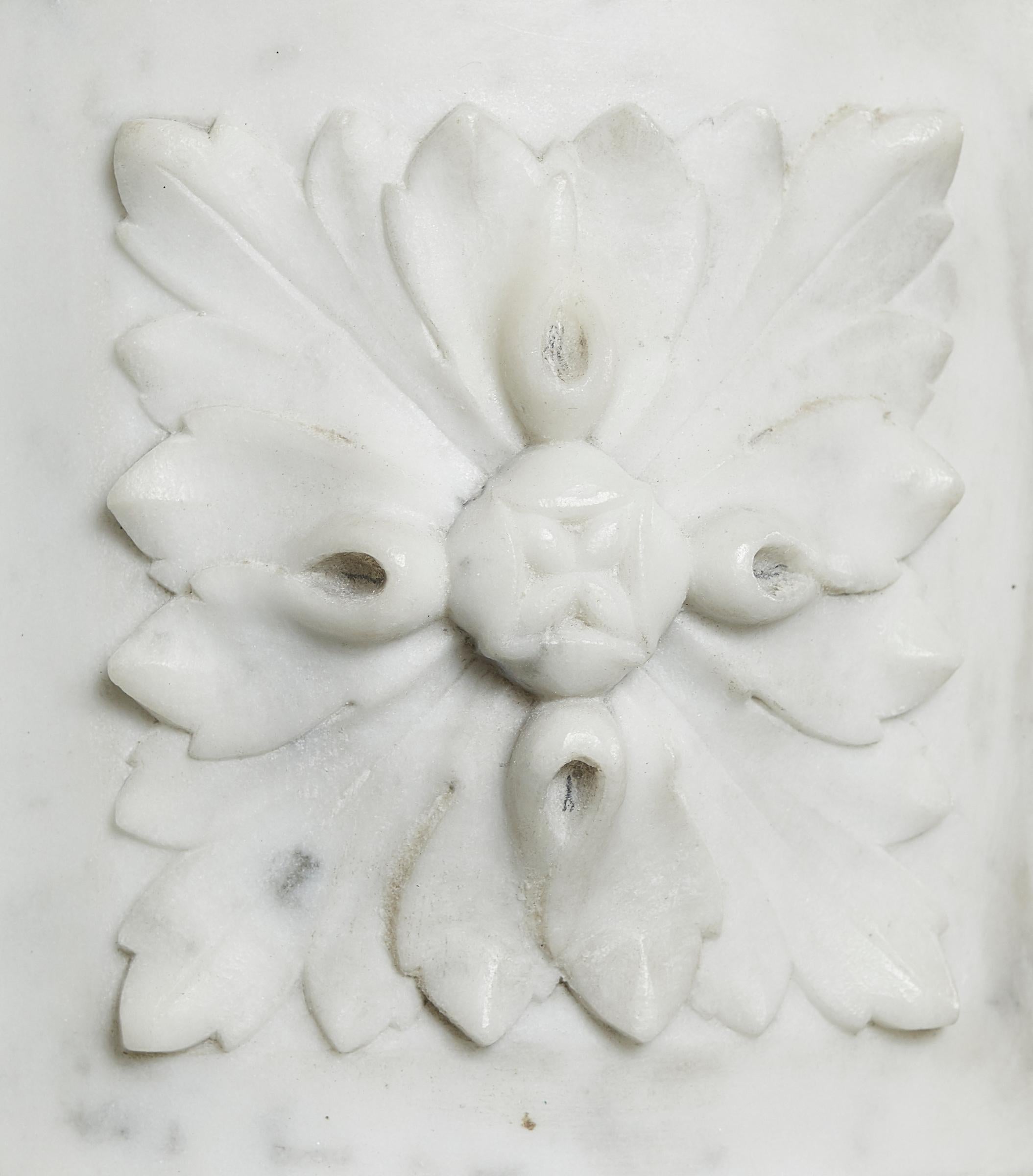 Louis XVI Style White Carrara Marble Mantel In Excellent Condition In Montreal, QC