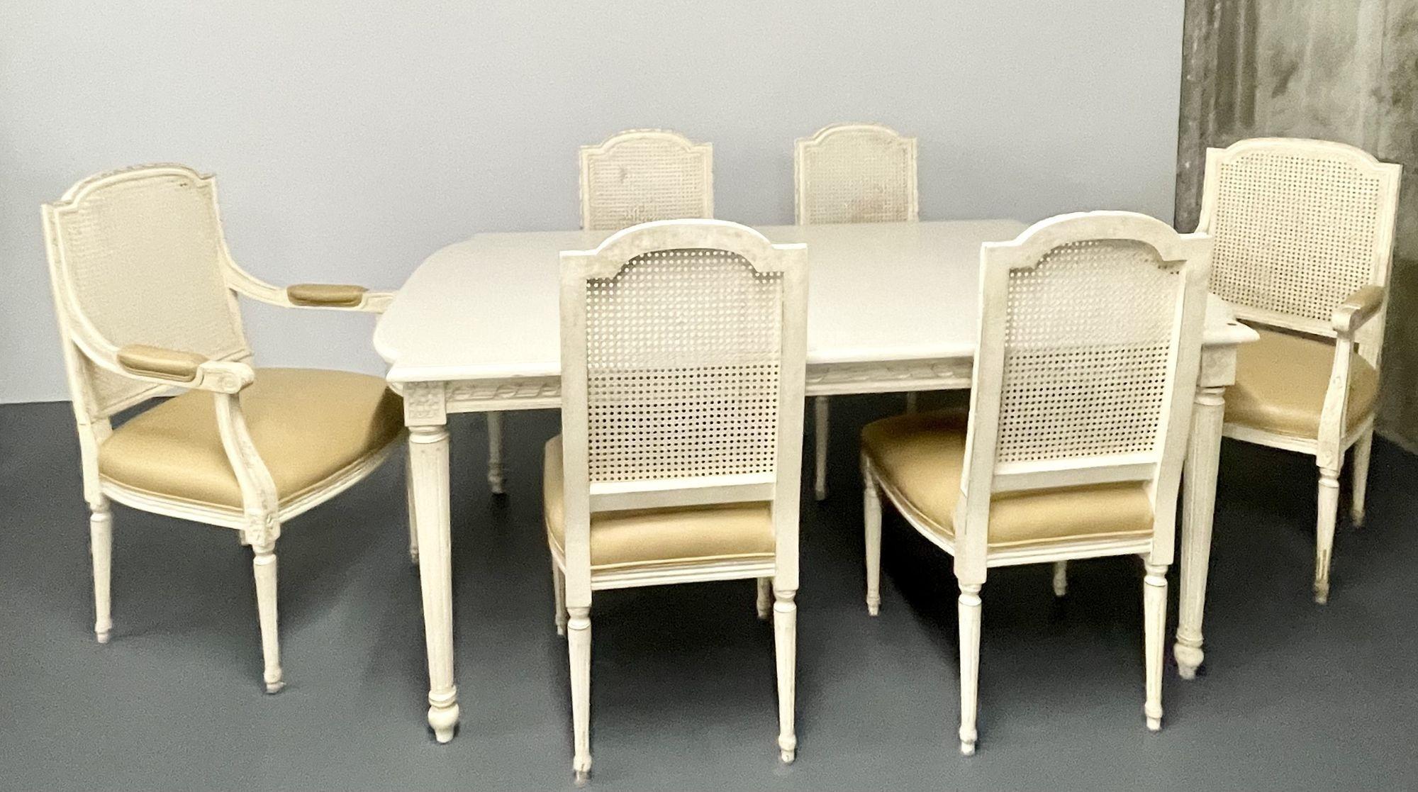 Louis XVI Style White Paint Decorated Dining / Kitchen Table, Gustavian 6