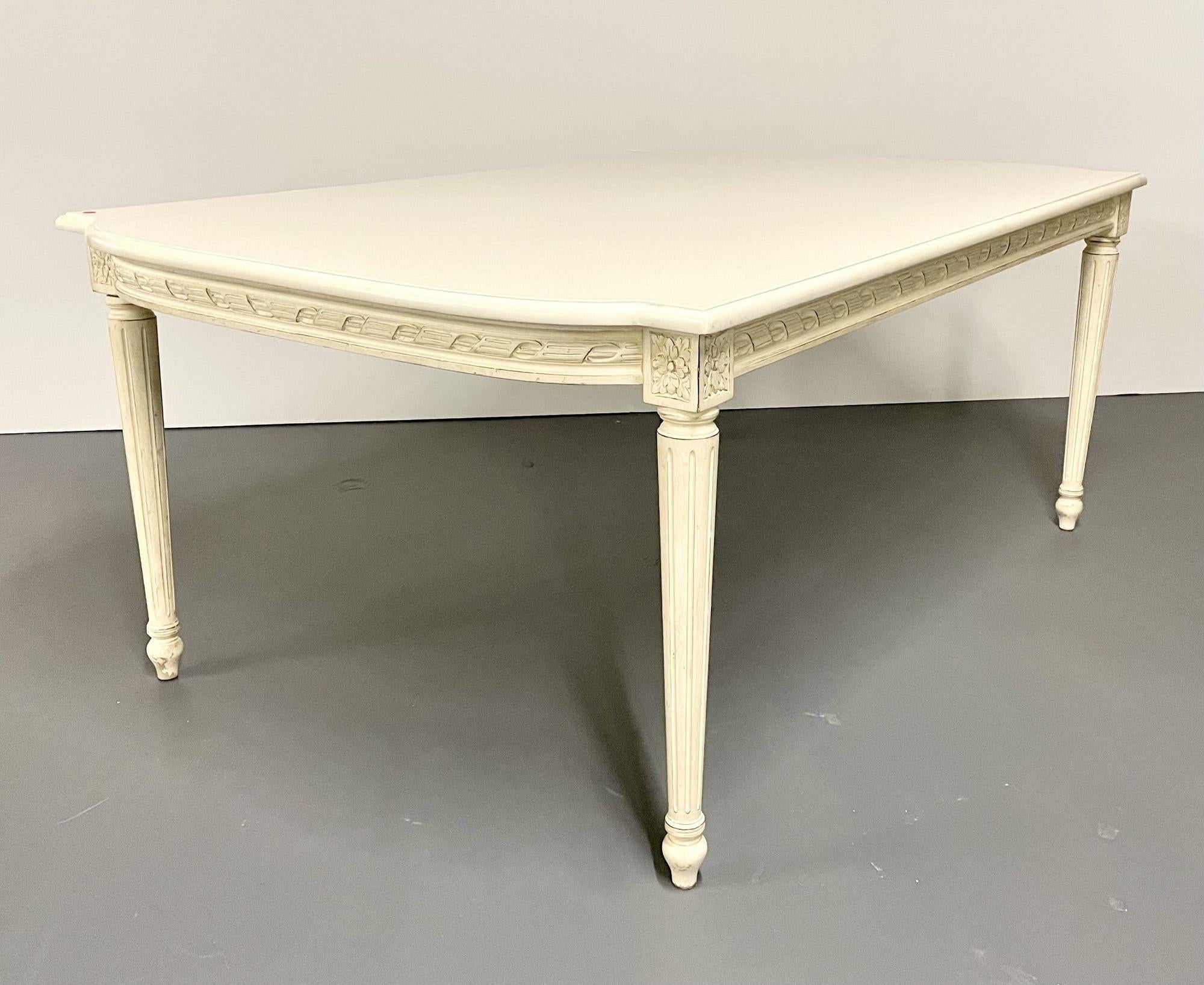 20th Century Louis XVI Style White Paint Decorated Dining / Kitchen Table, Gustavian