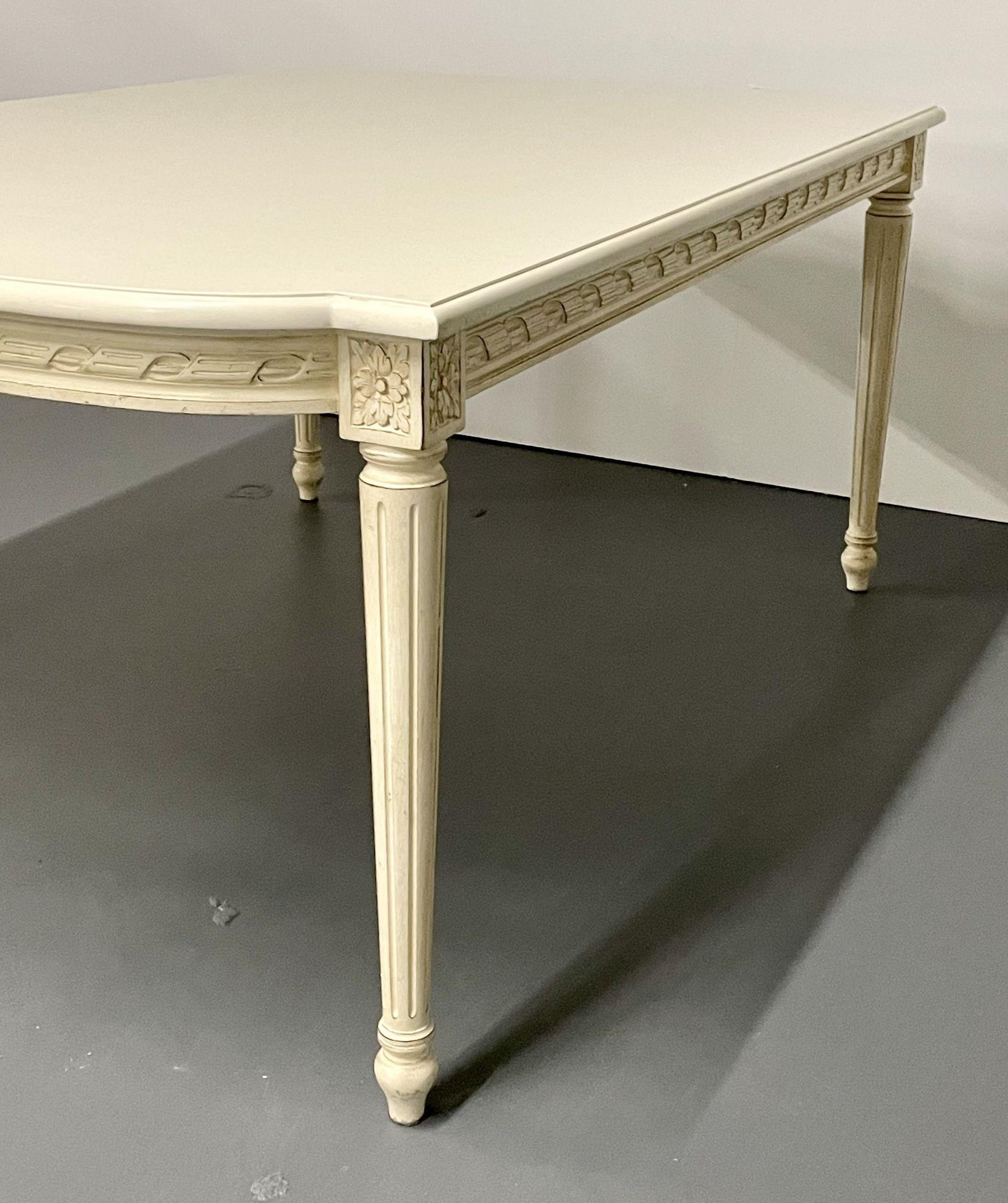 Louis XVI Style White Paint Decorated Dining / Kitchen Table, Gustavian 2