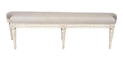 Louis XVI Style White Painted Bench