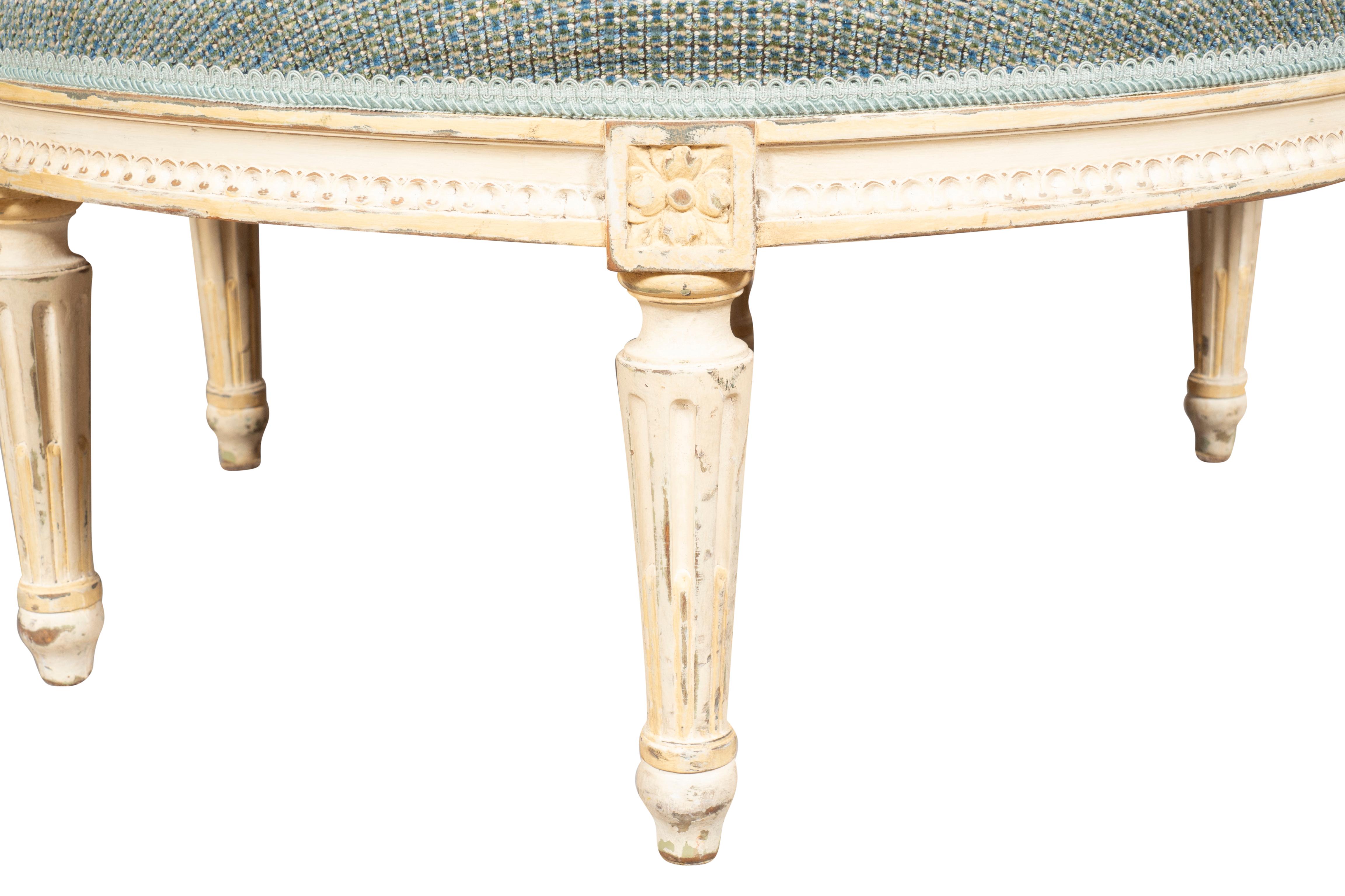 French Louis XVI Style White Painted Circular Bench For Sale