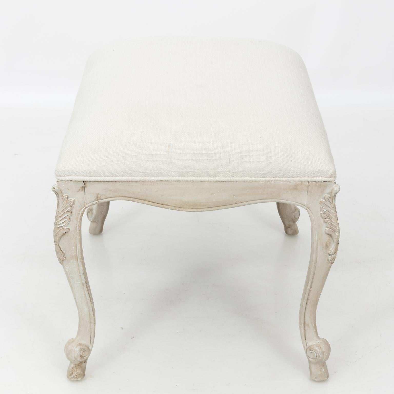 Louis XVI Style White Painted Upholstered Bench, circa 1950 3