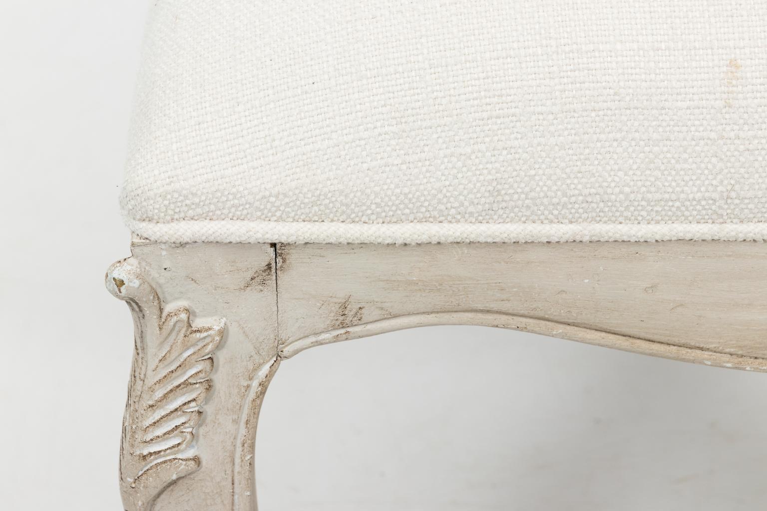 Louis XVI Style White Painted Upholstered Bench, circa 1950 2