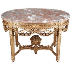 Louis XVI-Style Wood and Giltwood Table