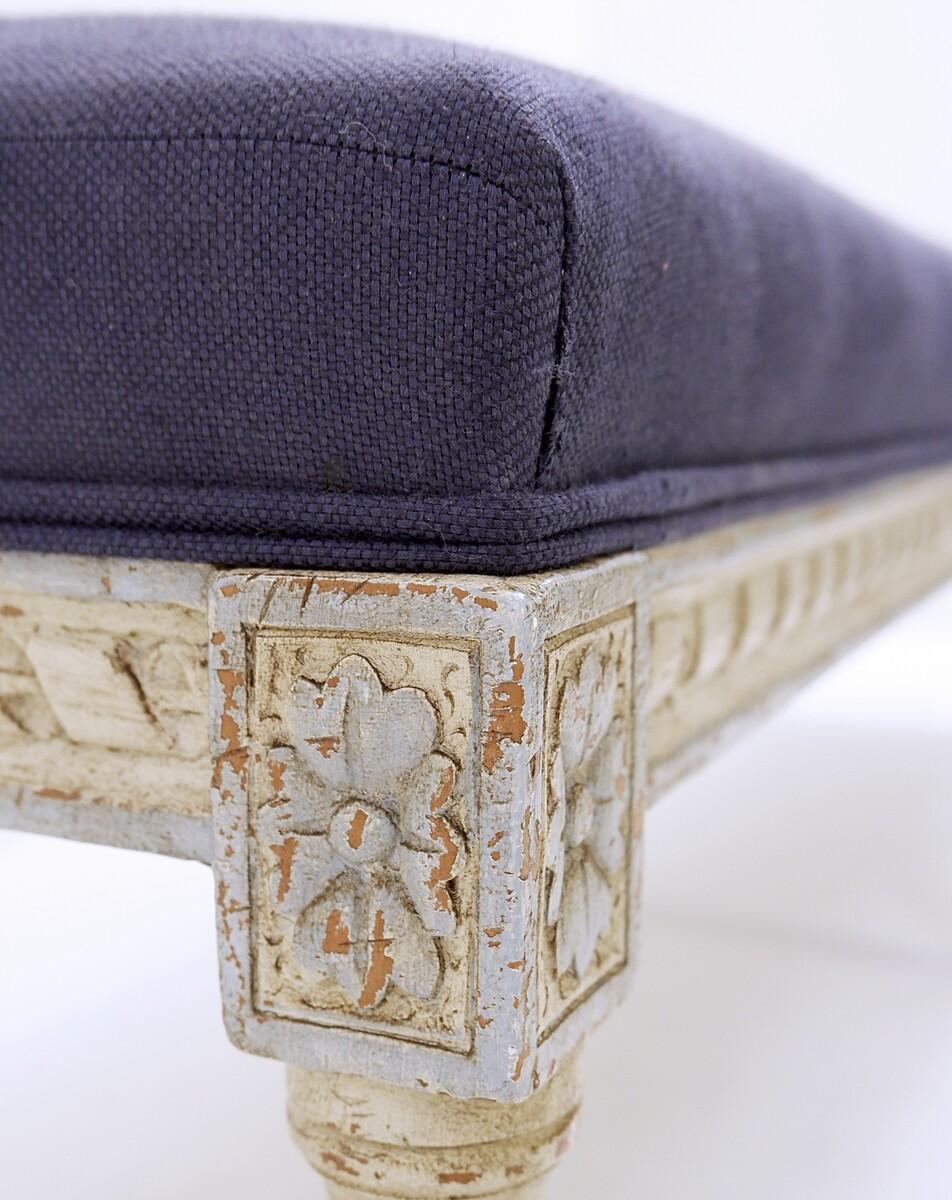 Louis XVI Style Wooden Bench with Carved Rosettes, Belgium.