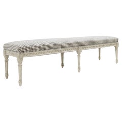 Louis XVI Style Wooden Bench with Carved Rosettes, Belgium