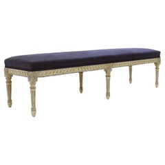 Louis XVI Style Wooden Bench with Carved Rosettes, Belgium