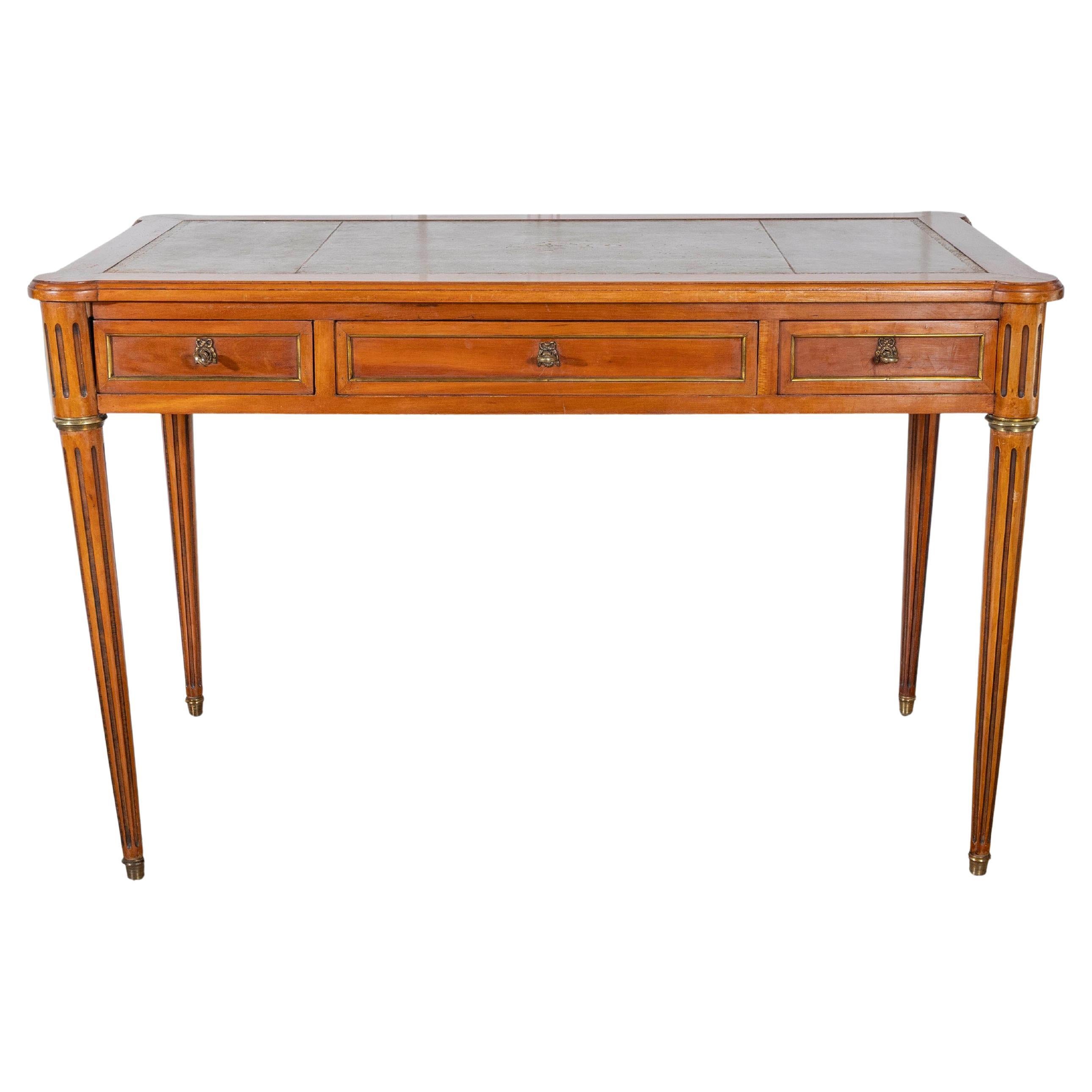 Louis XVI–Style Writing Desk with Leather Top and Pull-Out Extensions