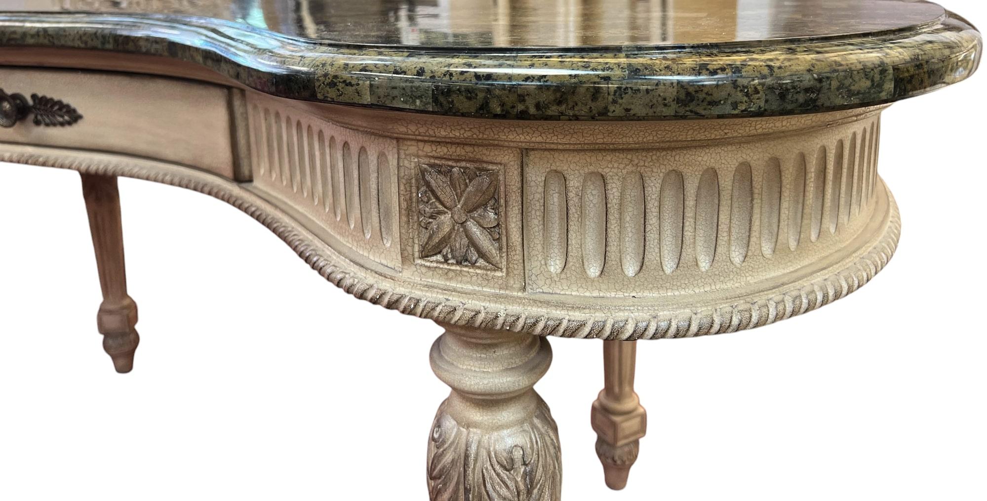 Louis XVI Style Writing Desk With Pietra Dura Stone Top For Sale 7