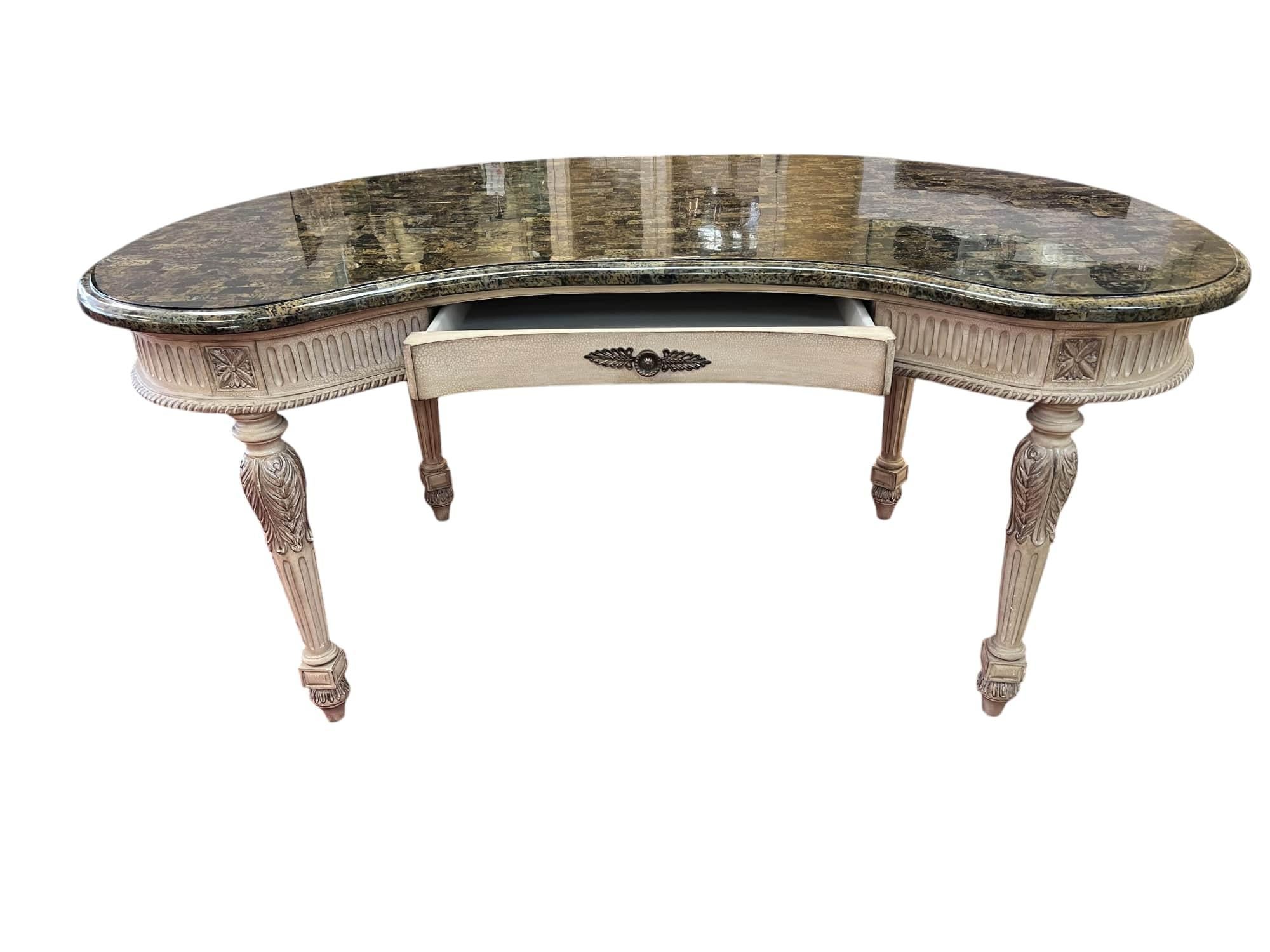 Louis XVI Style Writing Desk With Pietra Dura Stone Top For Sale 2