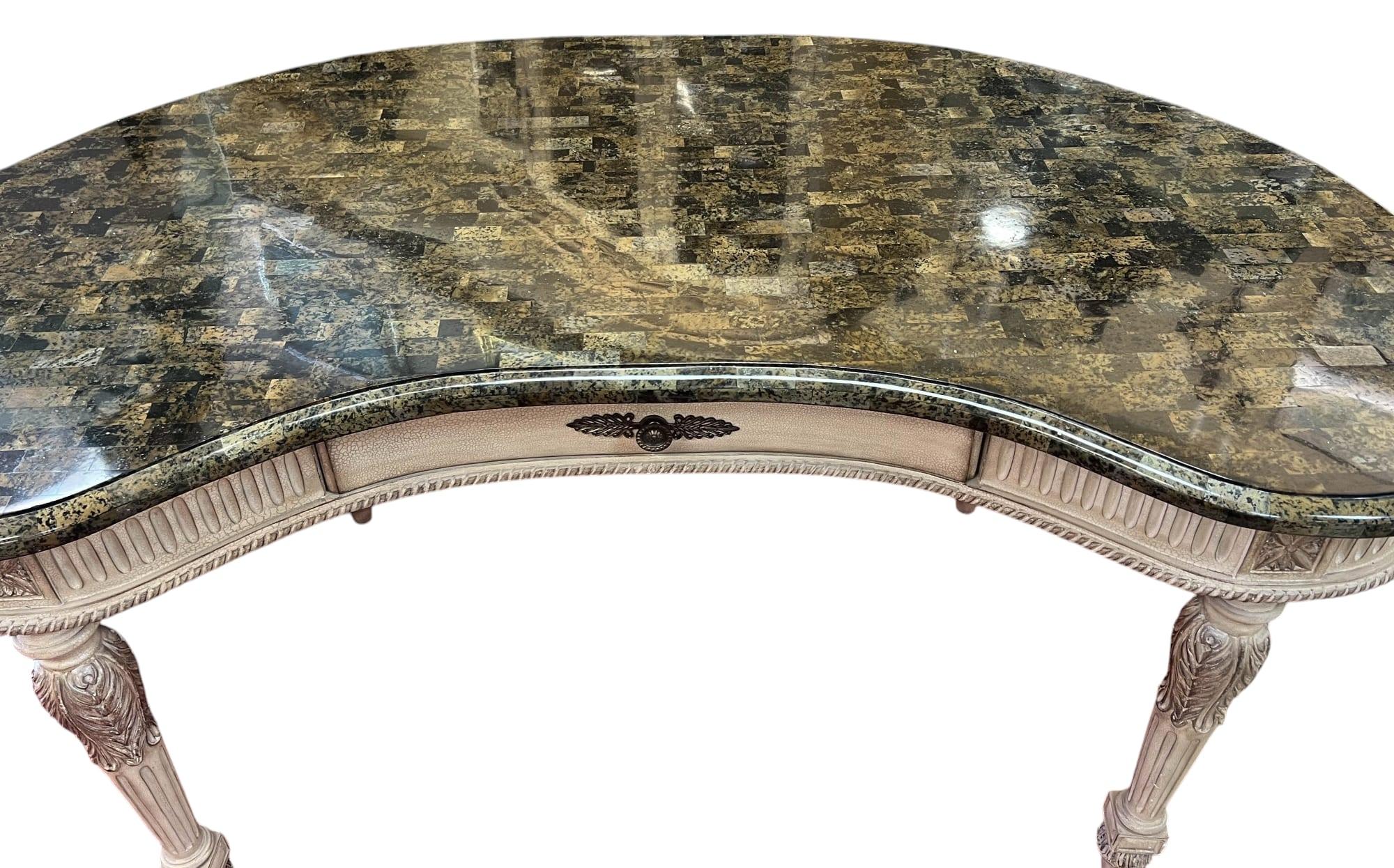 Louis XVI Style Writing Desk With Pietra Dura Stone Top For Sale 3