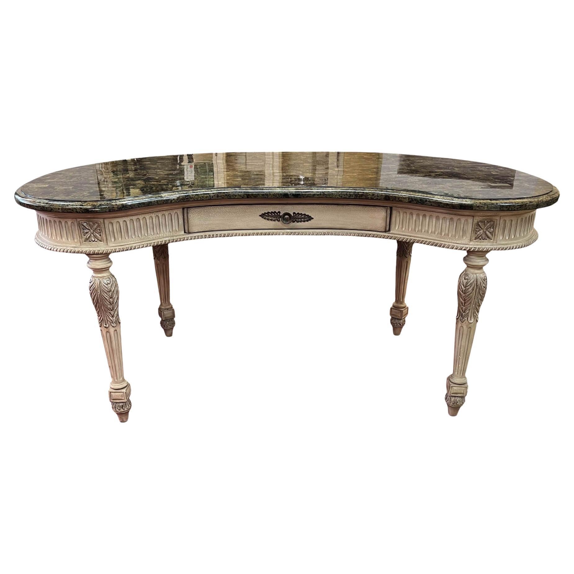 Louis XVI Style Writing Desk With Pietra Dura Stone Top For Sale