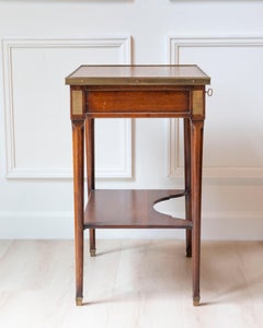Louis XVI Style Writing Table in Walnut with Leather Top and Bronze Details