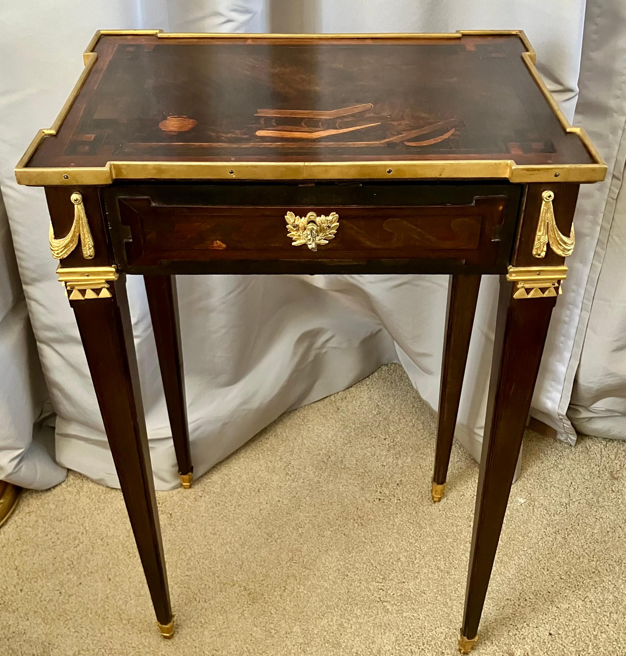 Louis XVI Style Writing Table Nightstand With Ormolu Mounts For Sale 4