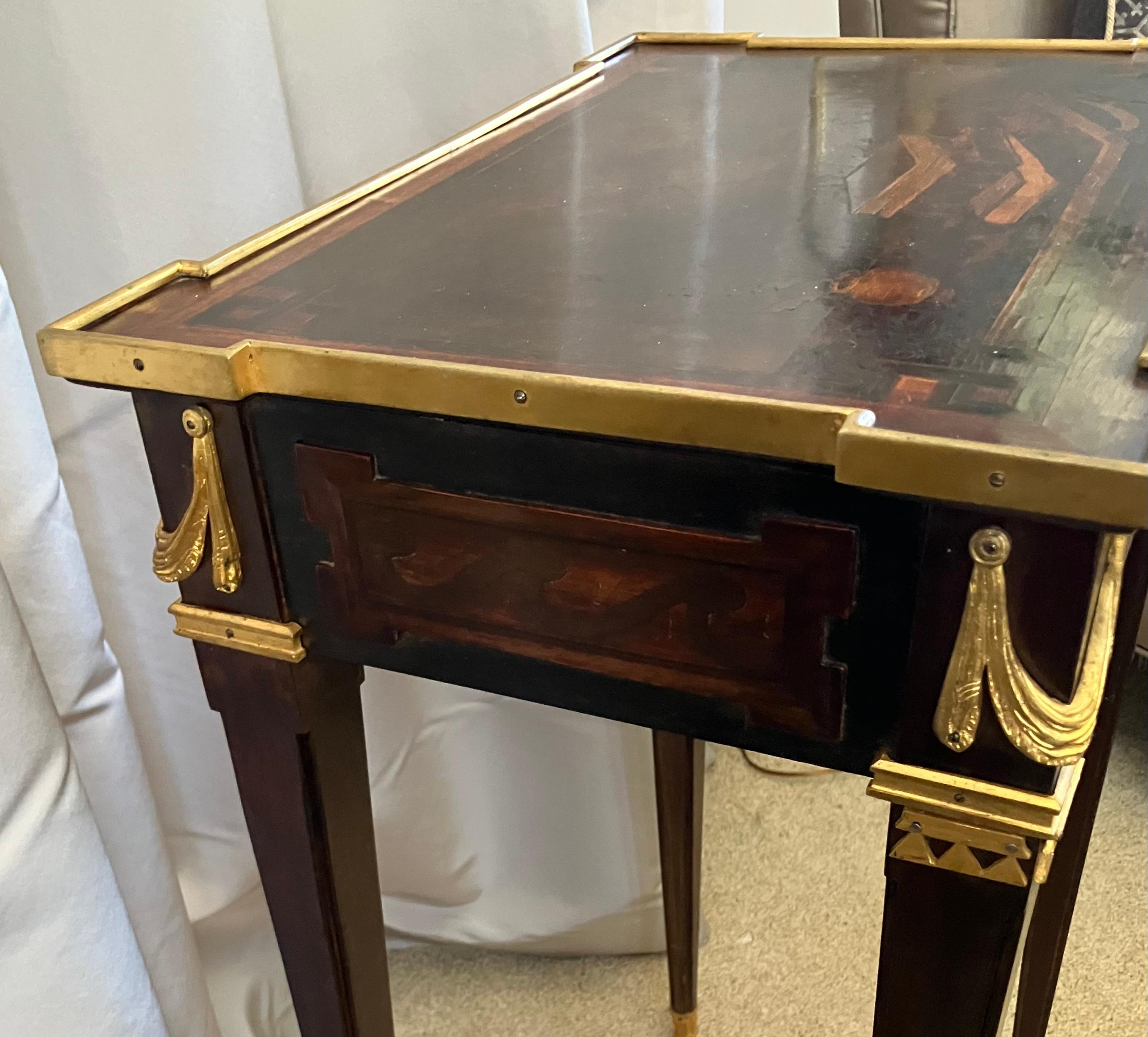 Louis XVI Style Writing Table Nightstand With Ormolu Mounts For Sale 2