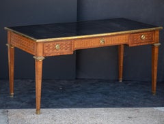 Louis XVI Style Writing Table or Desk of Tulipwood and Boxwood Inlay from France