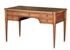 Louis XVI Style Writing Table or Desk of Walnut with Leather Top from France