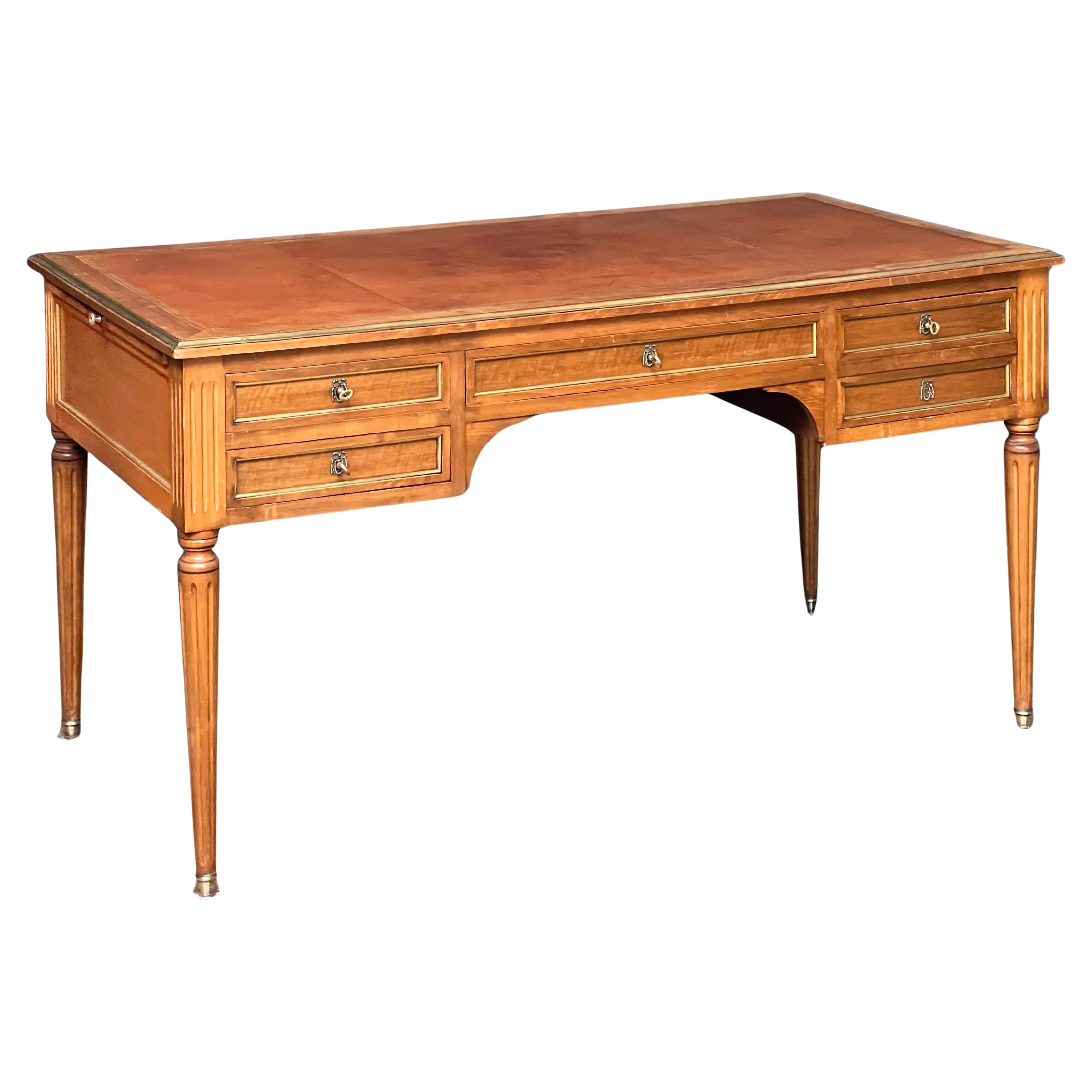 Louis XVI Style Writing Table or Desk with Leather Top from France