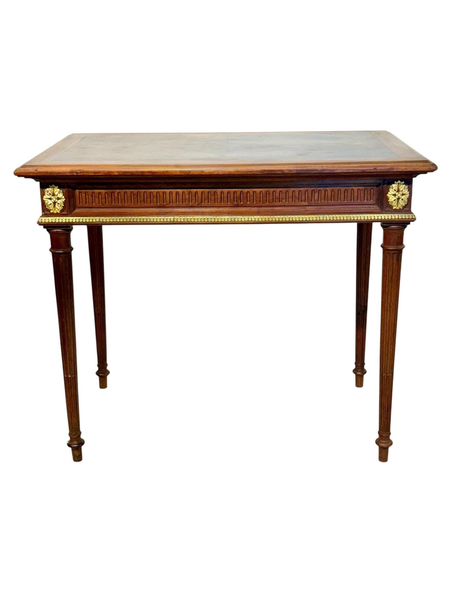 Louis XVI Style Writing Table with Gilt Bronze Mounts, 19th Century For Sale 9