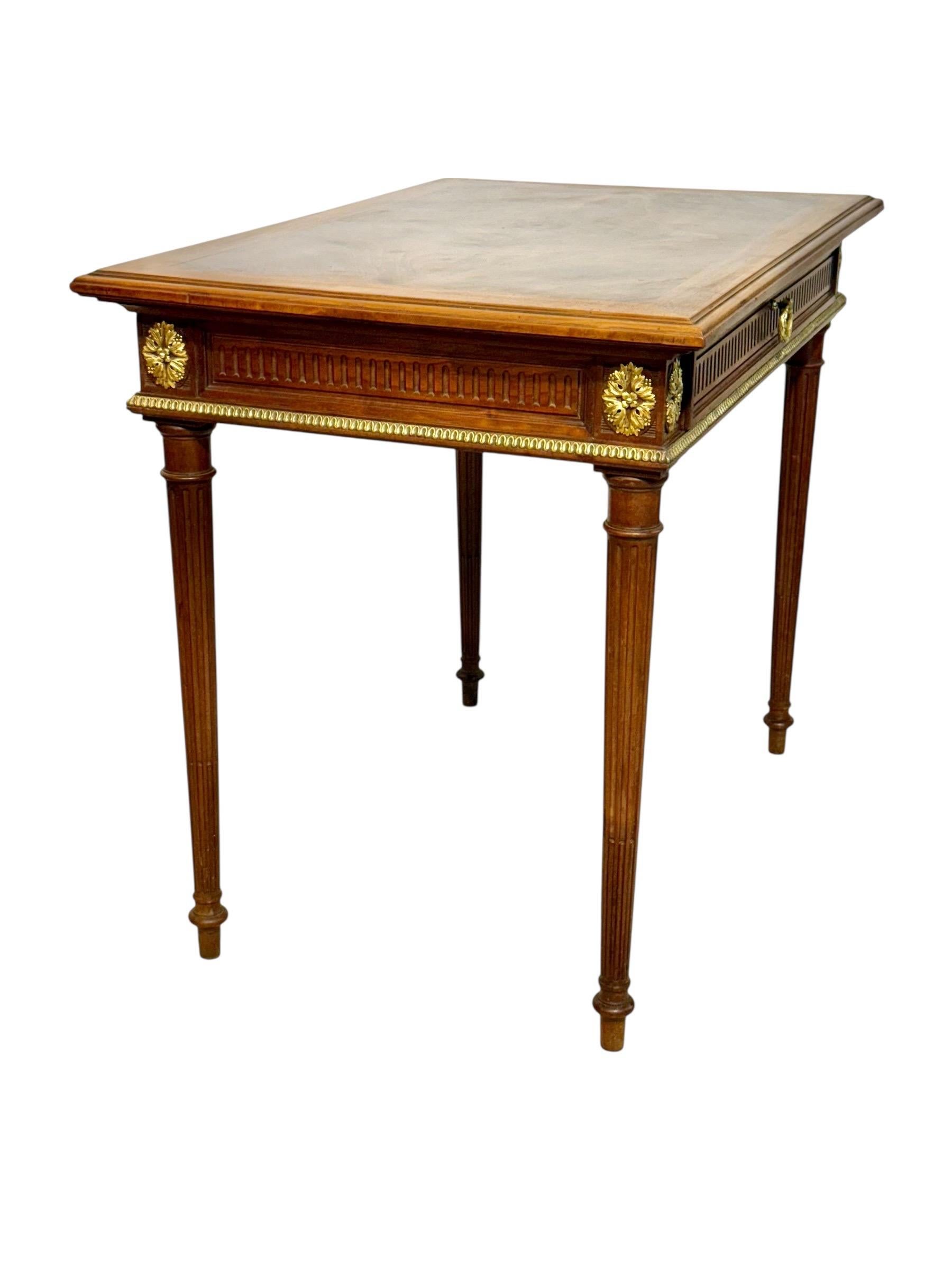 Louis XVI Style Writing Table with Gilt Bronze Mounts, 19th Century For Sale 2