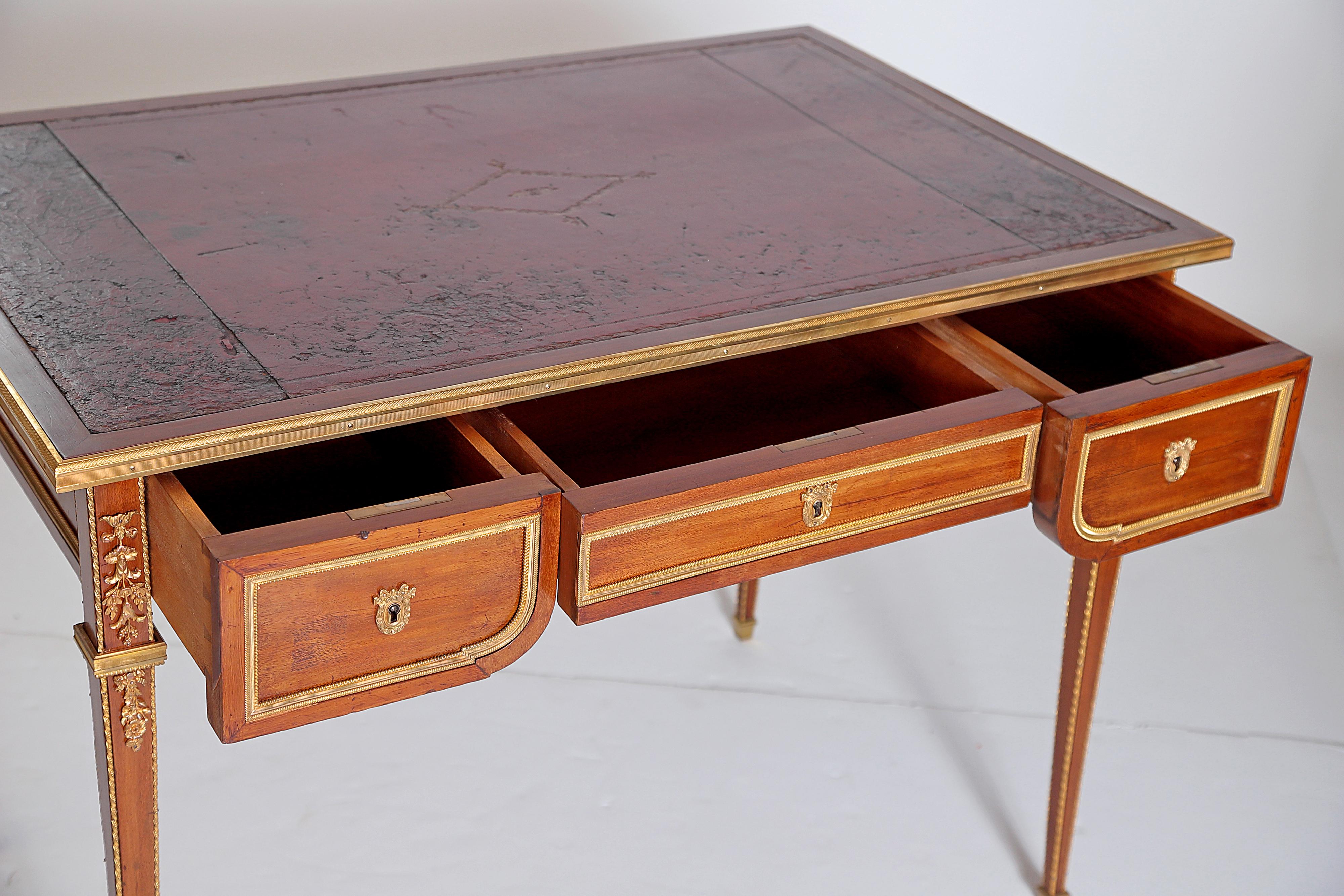 Louis XVI Style Writing Table with Red Leather Writing Surface 3