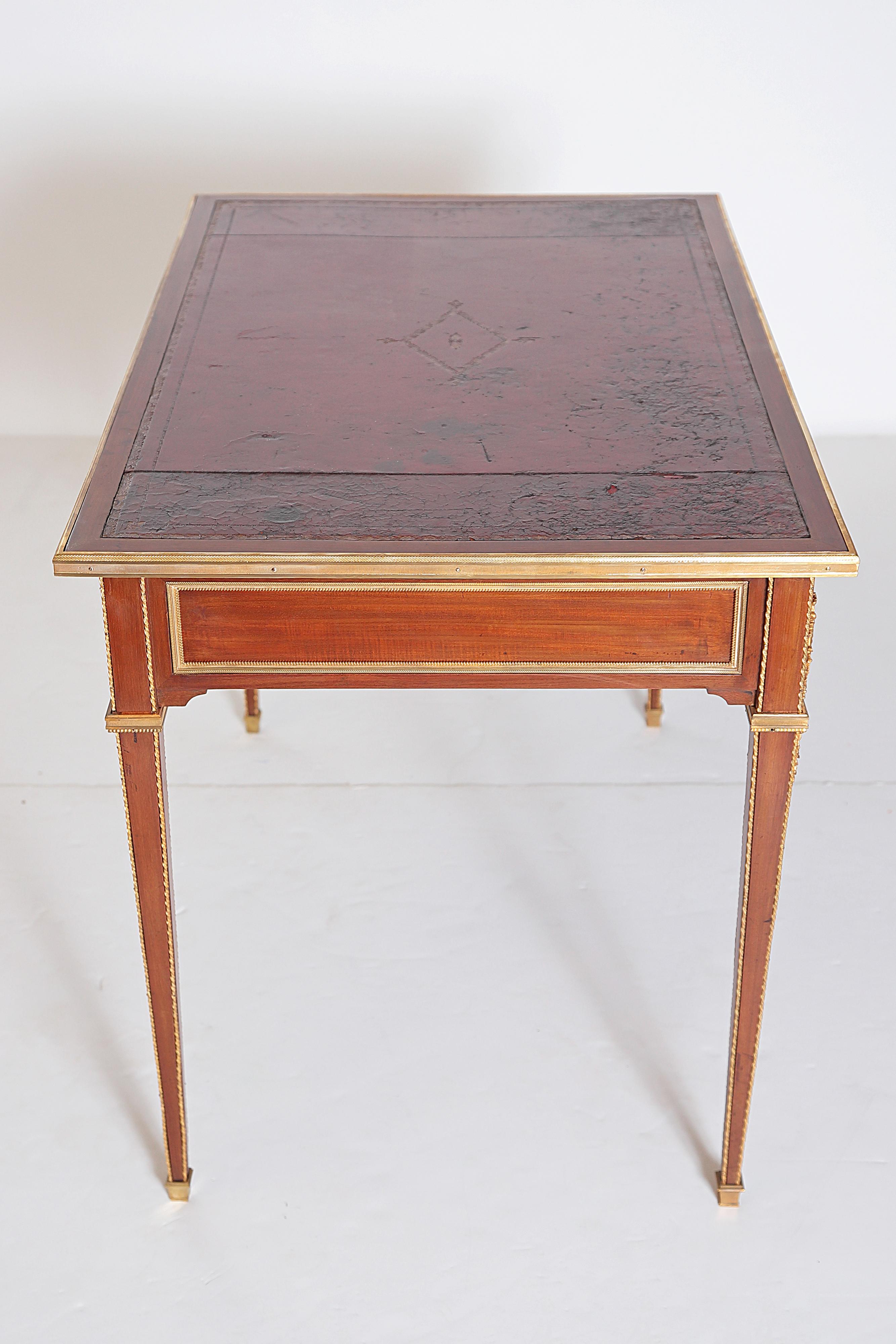 Louis XVI Style Writing Table with Red Leather Writing Surface 4