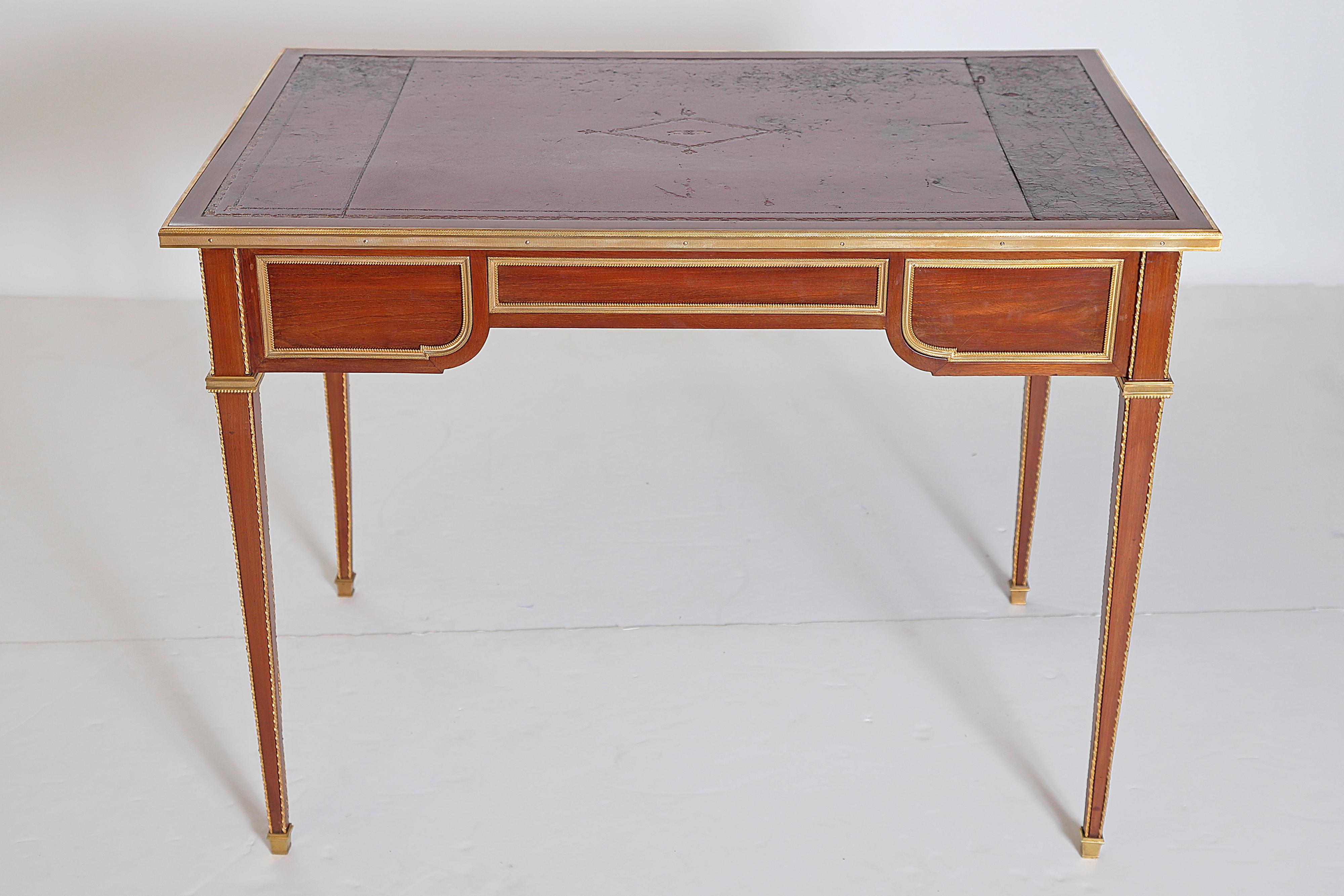Louis XVI Style Writing Table with Red Leather Writing Surface 7