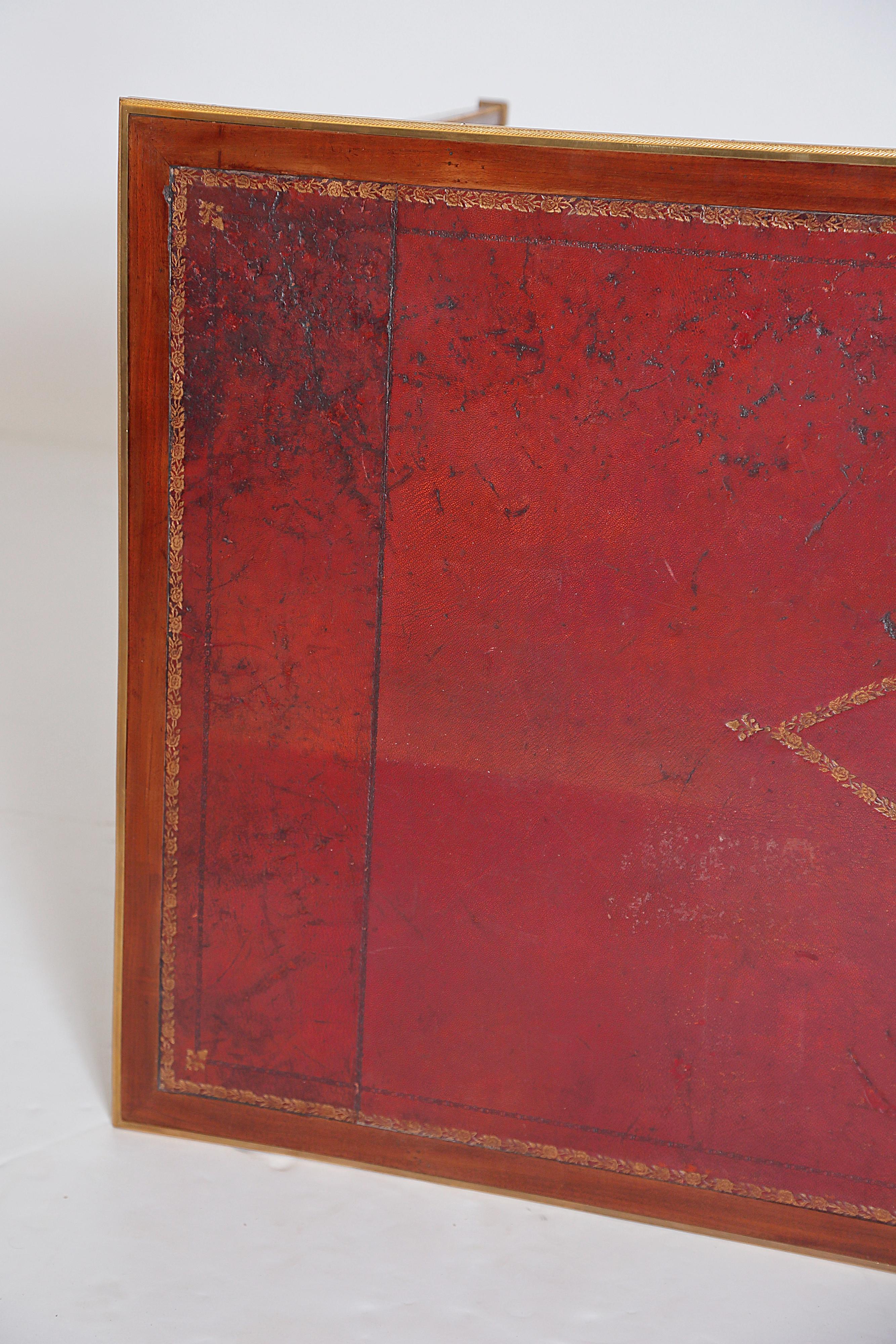 Louis XVI Style Writing Table with Red Leather Writing Surface 9