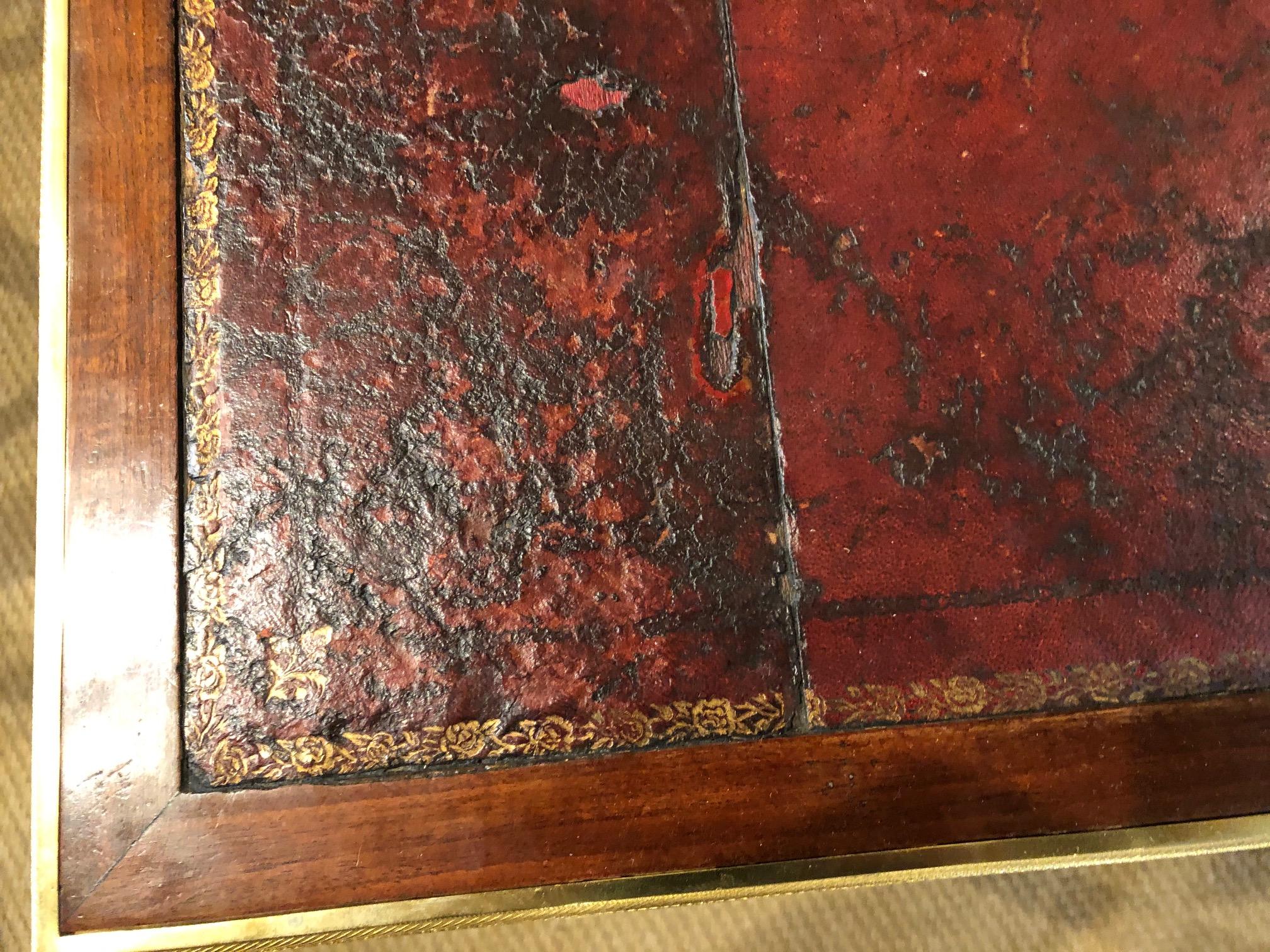 Louis XVI Style Writing Table with Red Leather Writing Surface 12