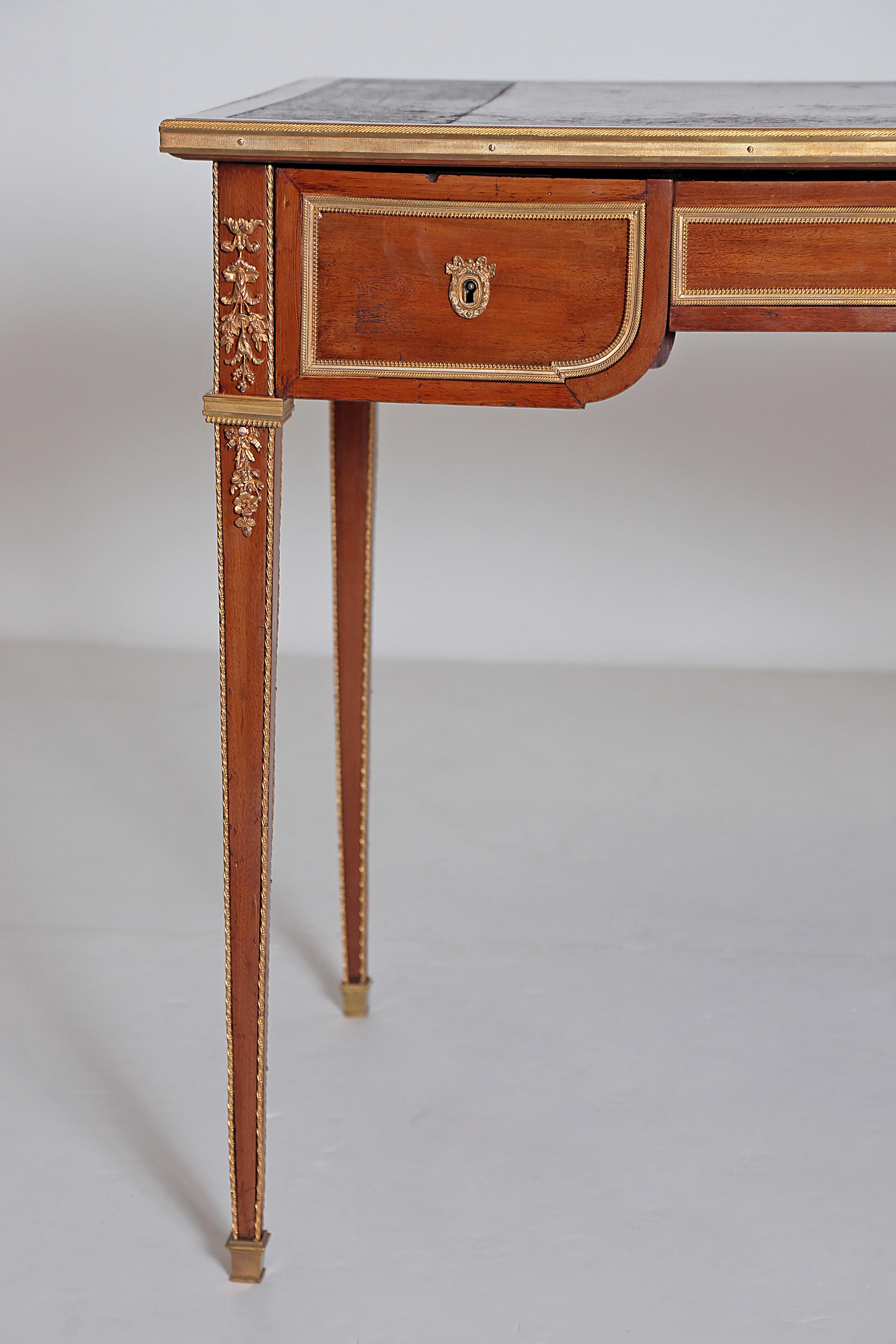 French Louis XVI Style Writing Table with Red Leather Writing Surface
