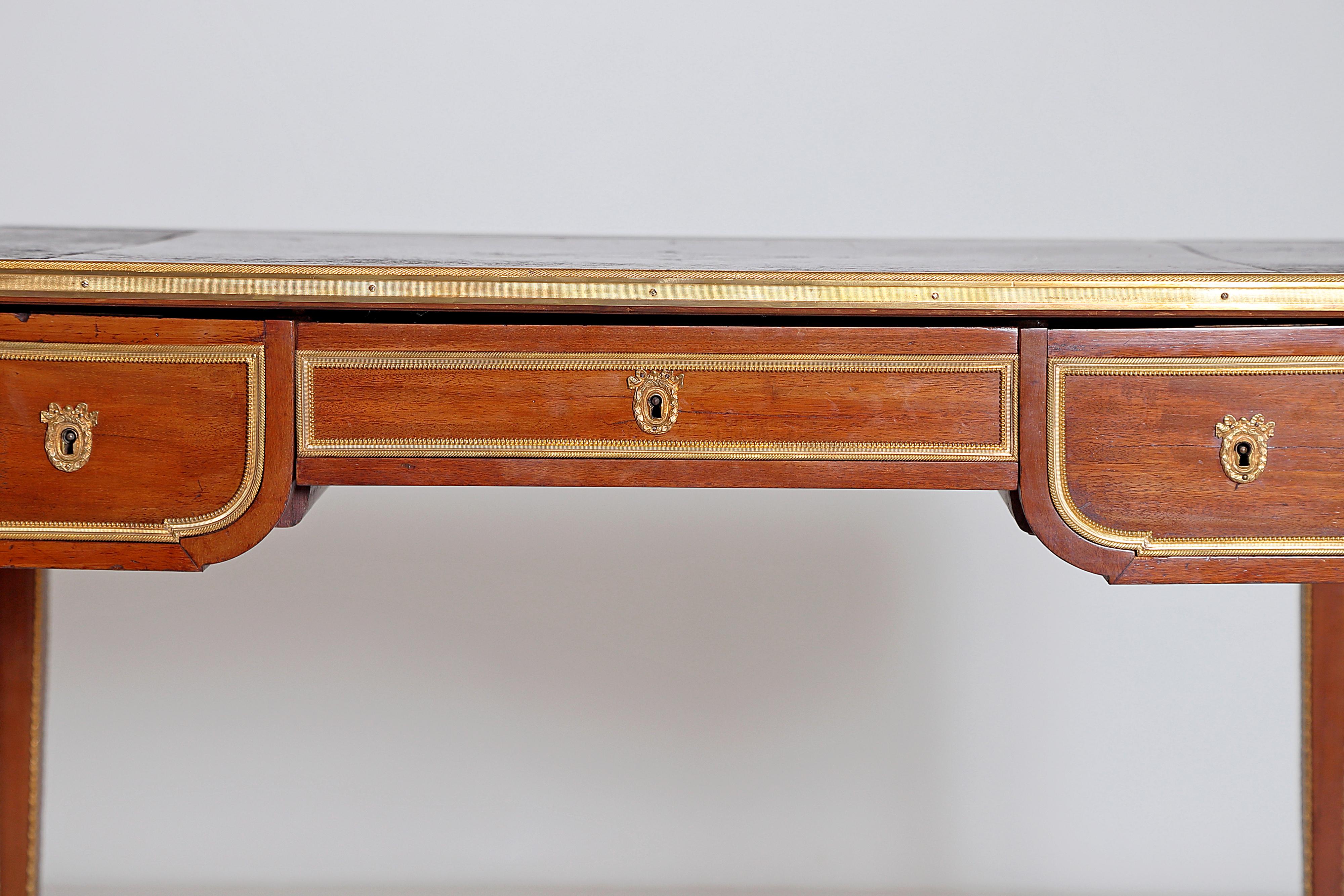 Cast Louis XVI Style Writing Table with Red Leather Writing Surface
