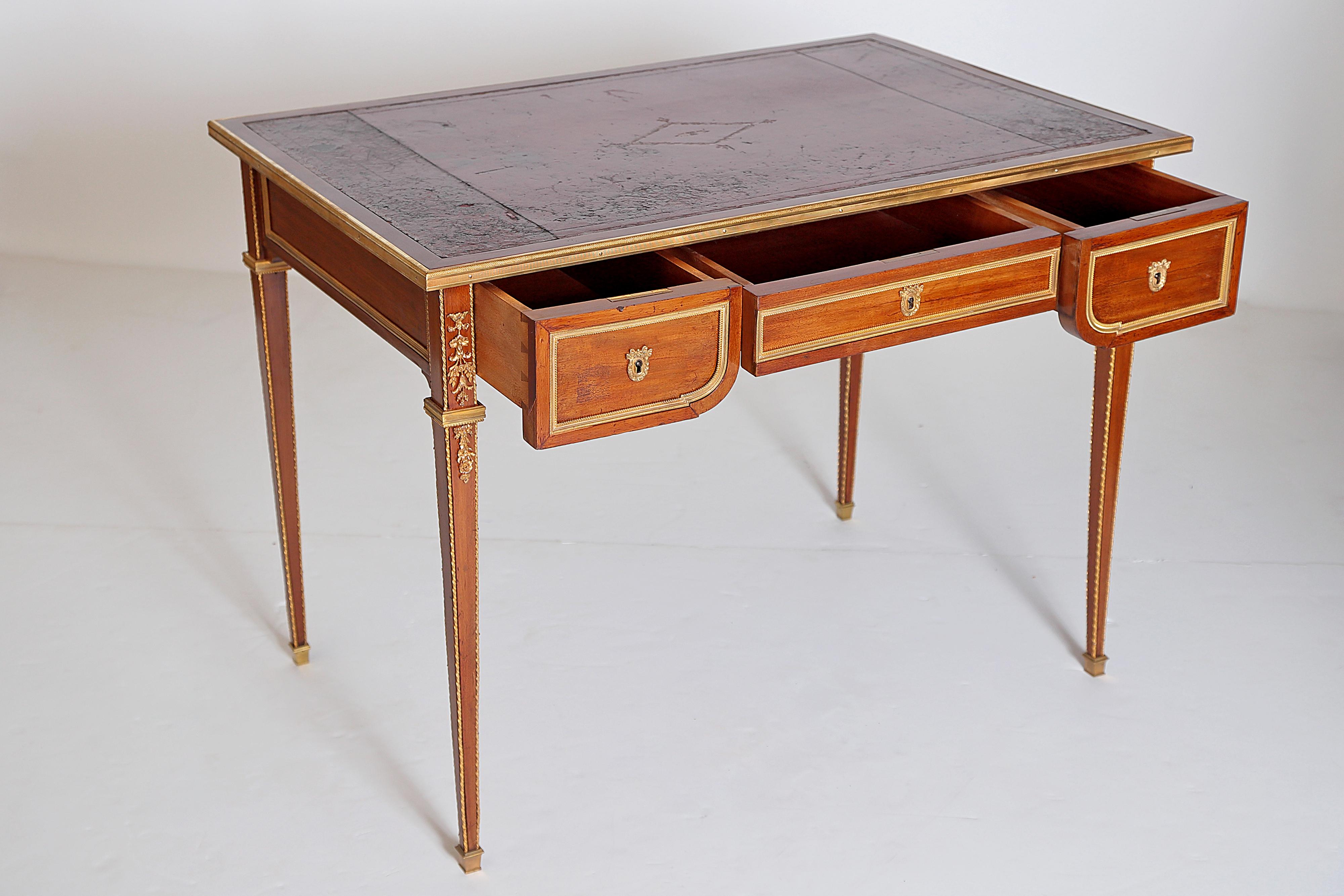 Louis XVI Style Writing Table with Red Leather Writing Surface 2
