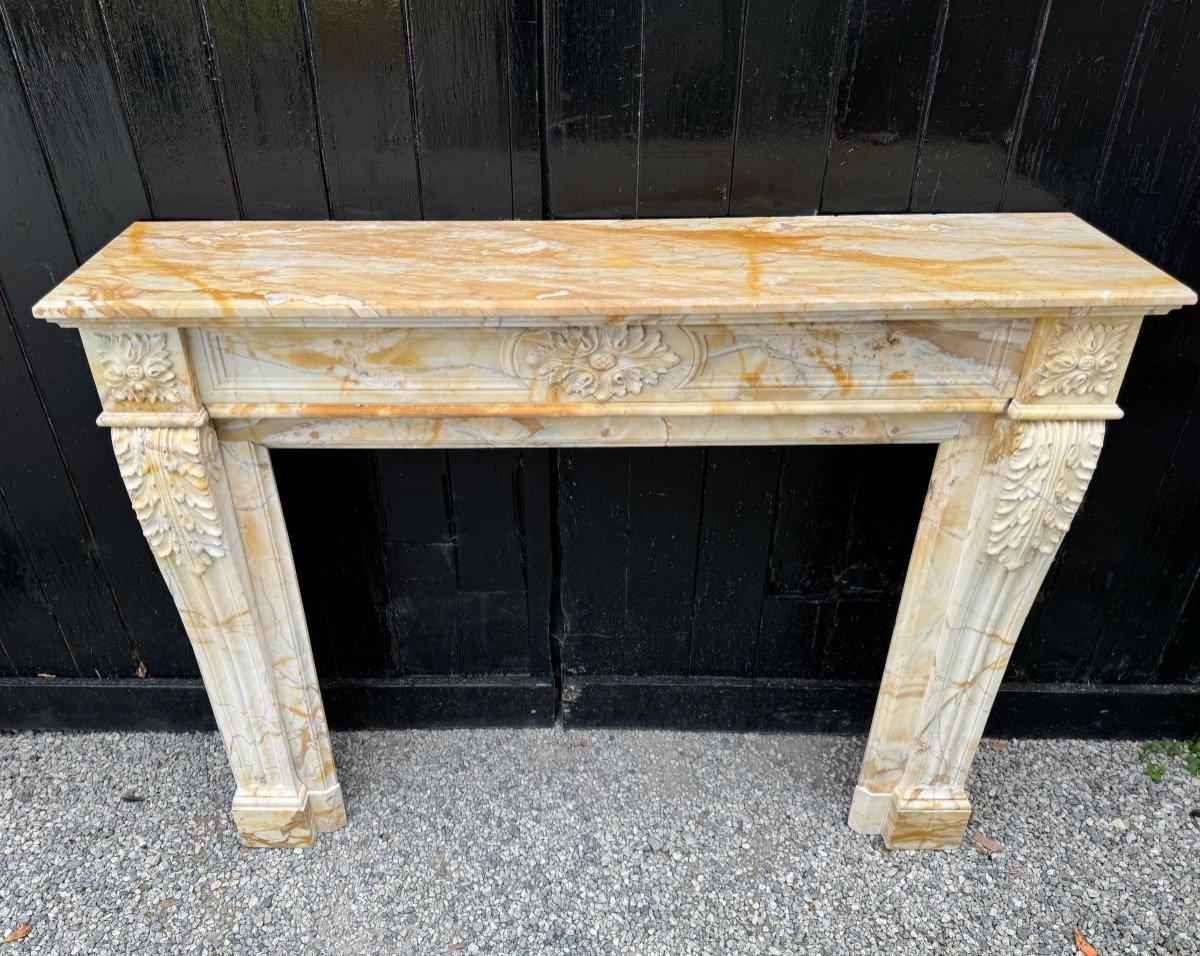 French Louis XVI Style Yellow Sienna Marble Mantel circa 1880 For Sale