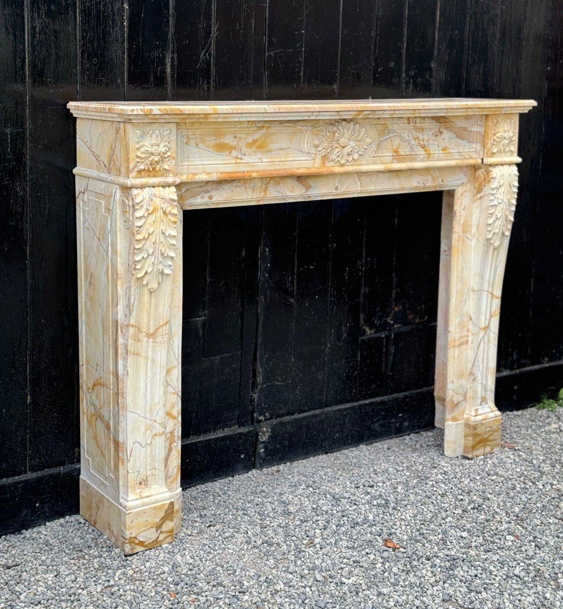 19th Century Louis XVI Style Yellow Sienna Marble Mantel circa 1880 For Sale