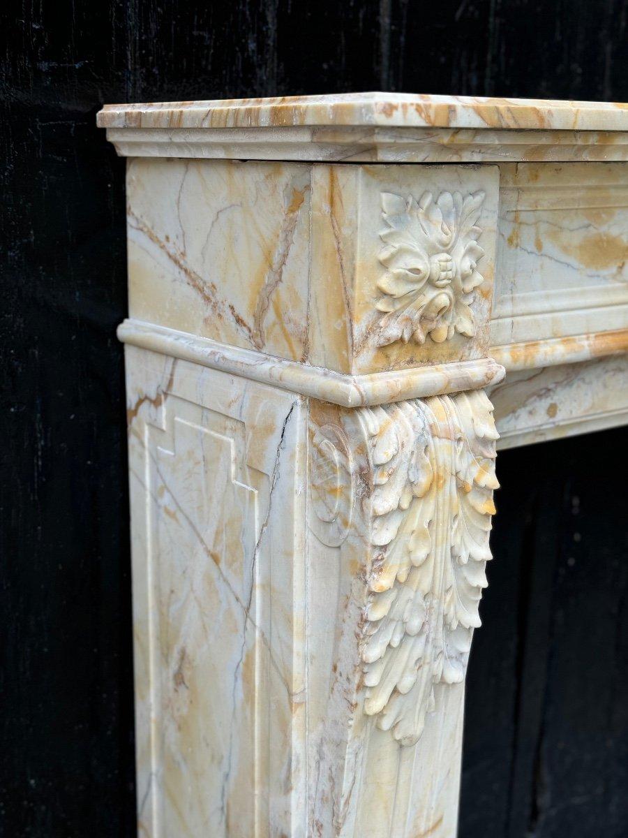 Louis XVI Style Yellow Sienna Marble Mantel circa 1880 For Sale 1