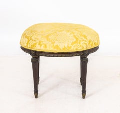 Louis XVI Style Yellow Silk Upholstered Footstool