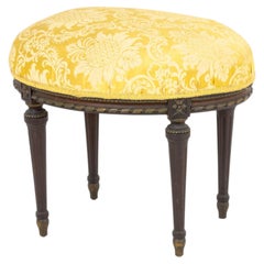 Louis XVI Style Yellow Silk Upholstered Footstool