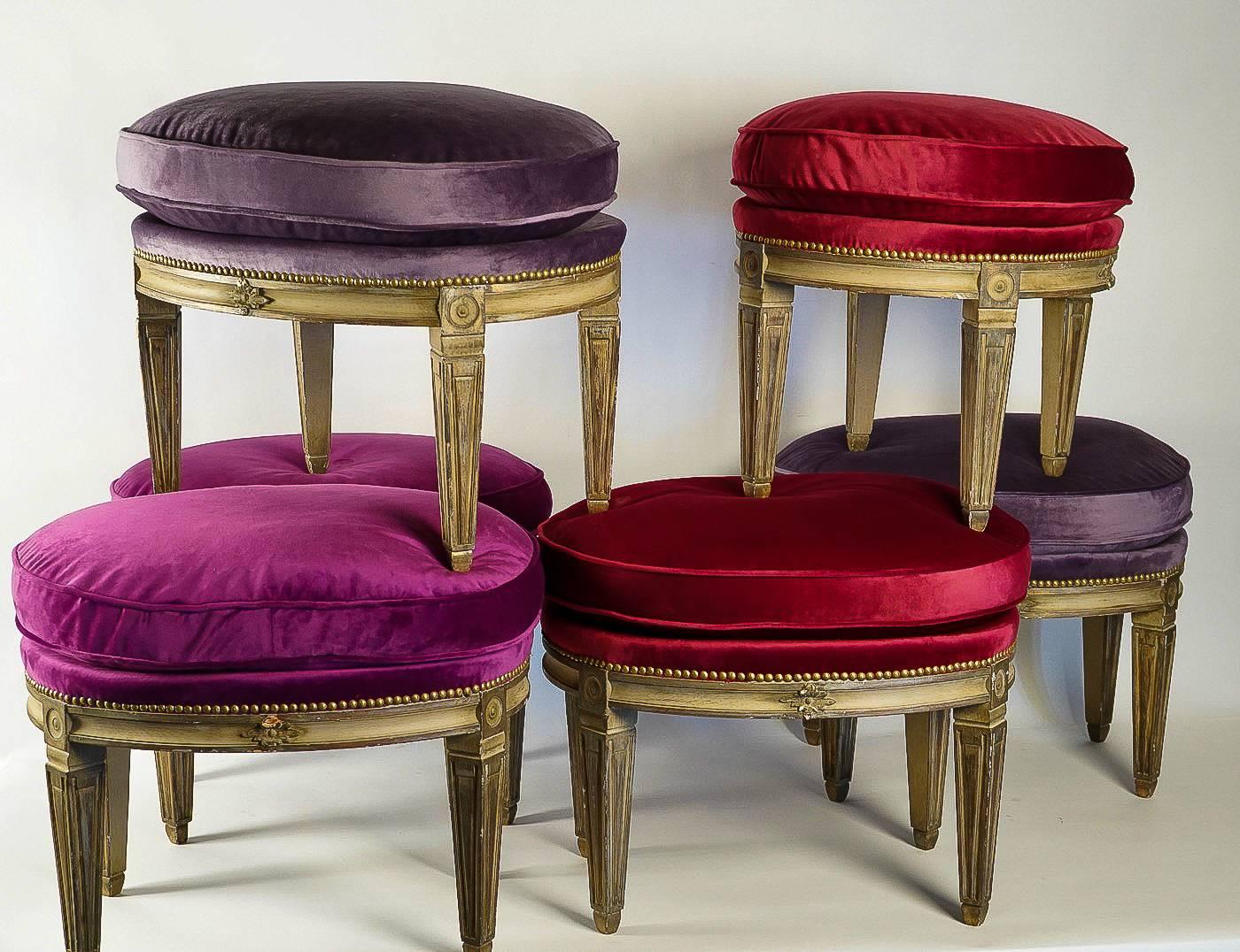 Louis XVI Style, Set of Four Stools from the Famous Restaurant The 1728 6