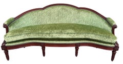Vintage Louis XVI Style Green Cut Velvet Canapé Sofa Settee