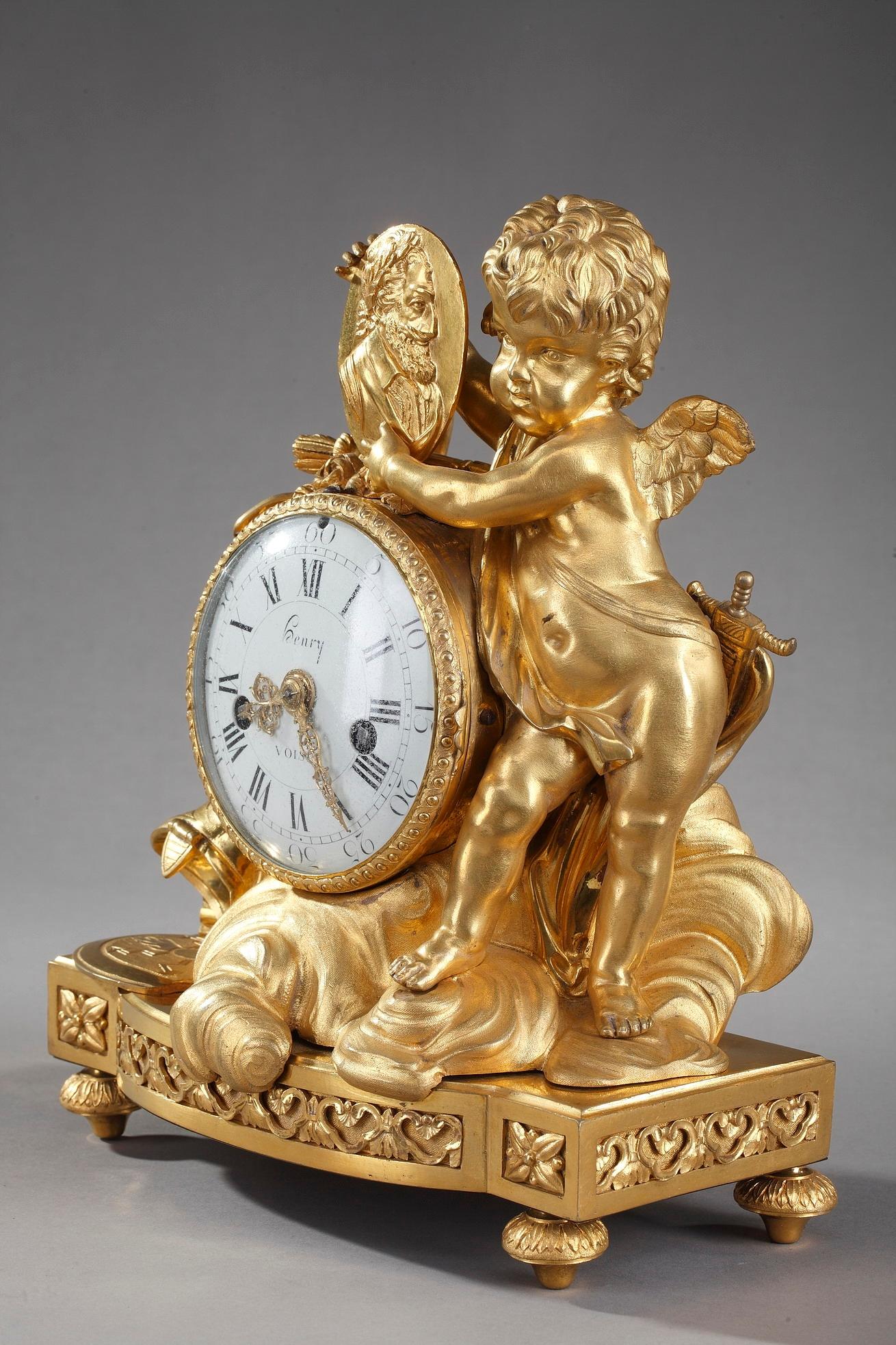 Louis XVI Table Clock Honoring Henri IV by Henri Voisin 1