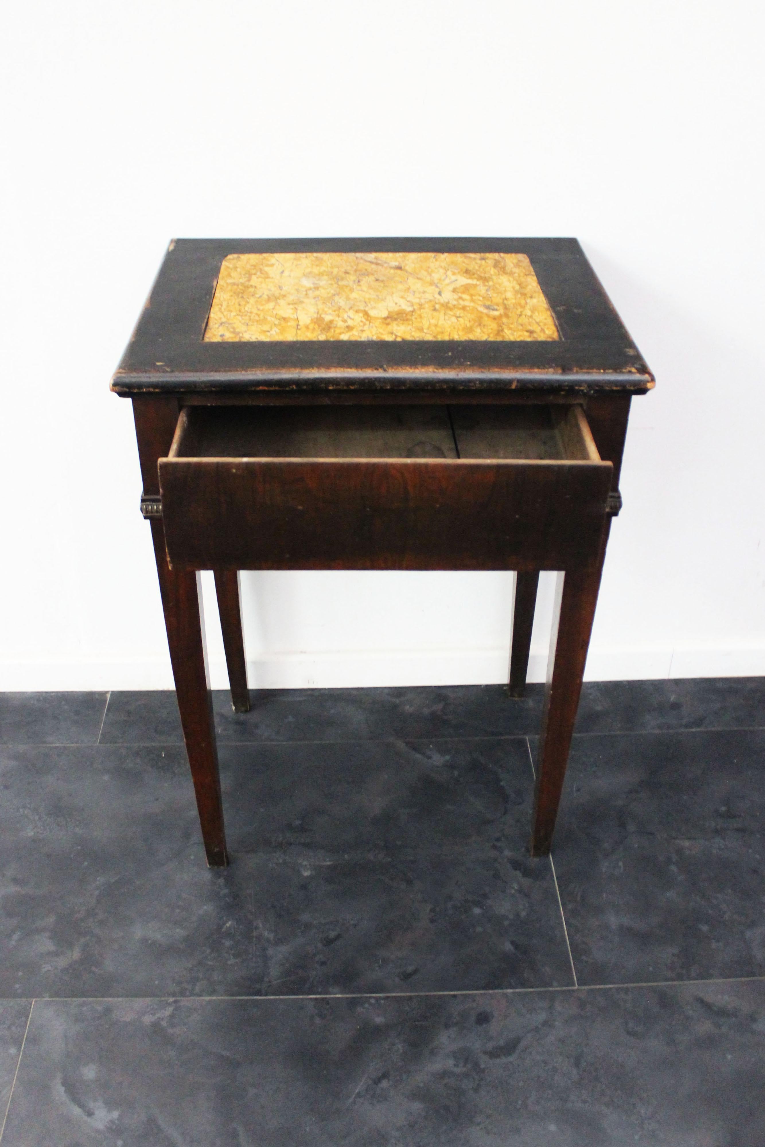 Late 19th Century Louis XVI Table with Walnut Top in Yellow Siena Marble