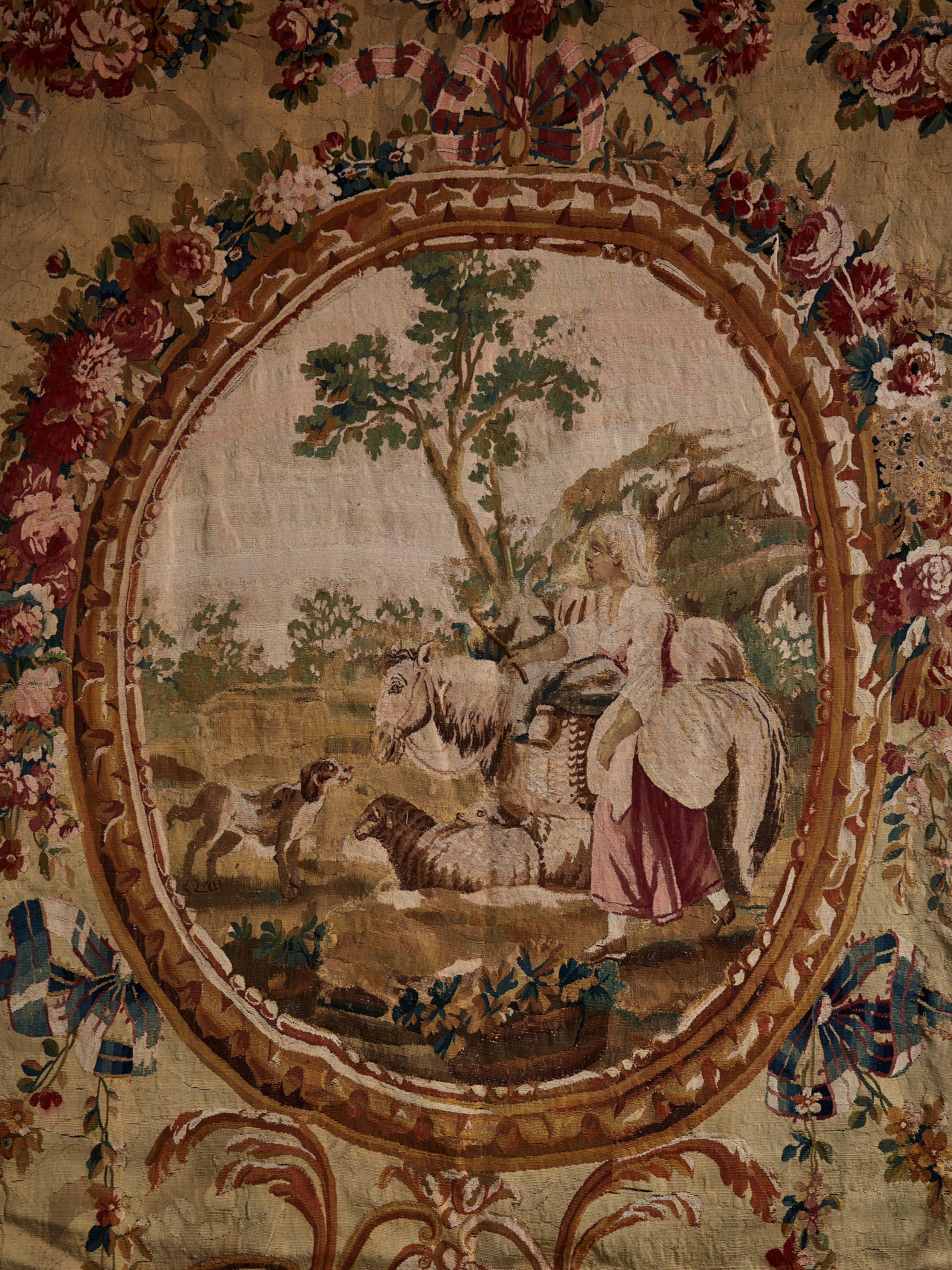 Old tapestry Louis XVI, by Aubusson.
France, late 18th century.