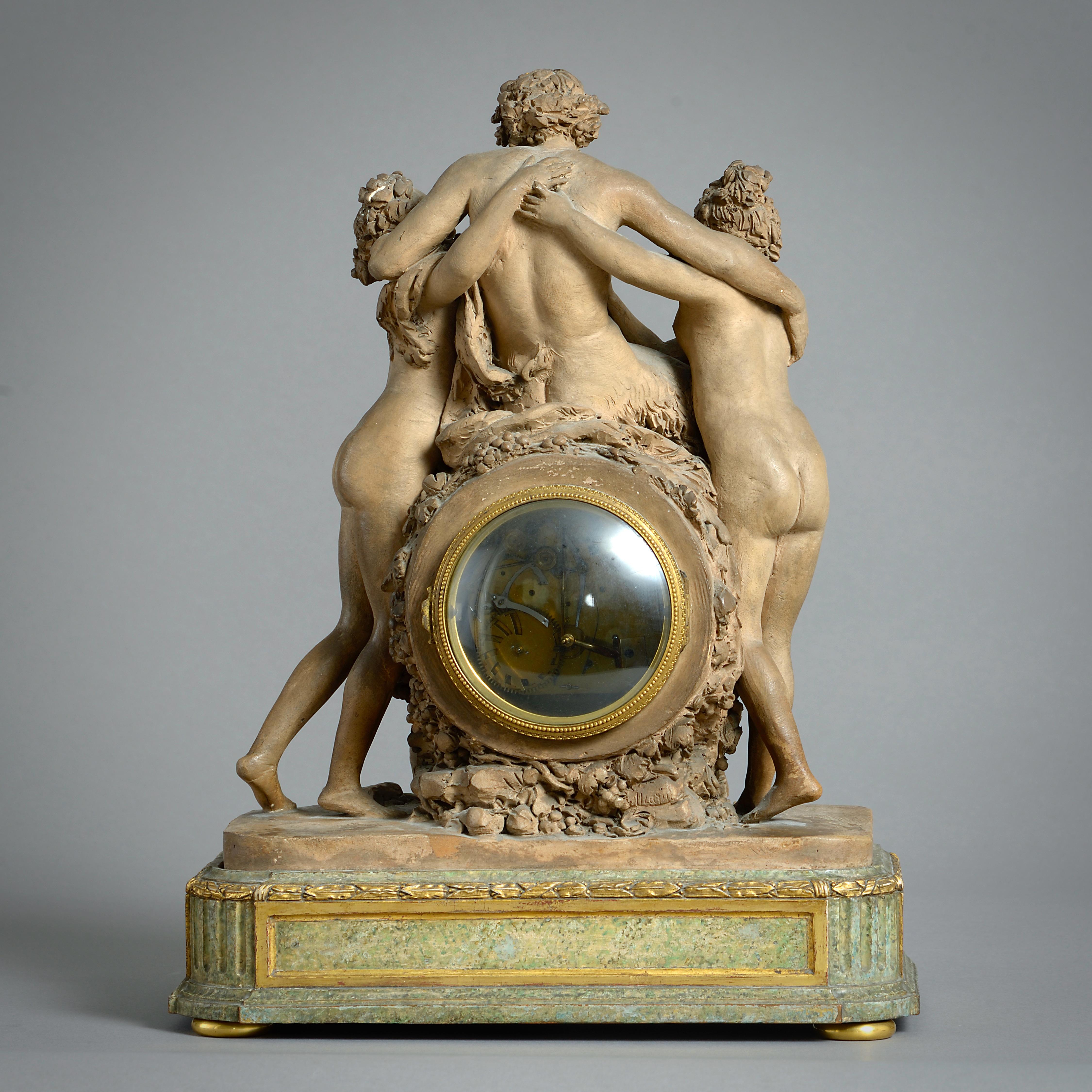 Louis XVI Terracotta Striking Mantel Clock In Good Condition For Sale In London, GB