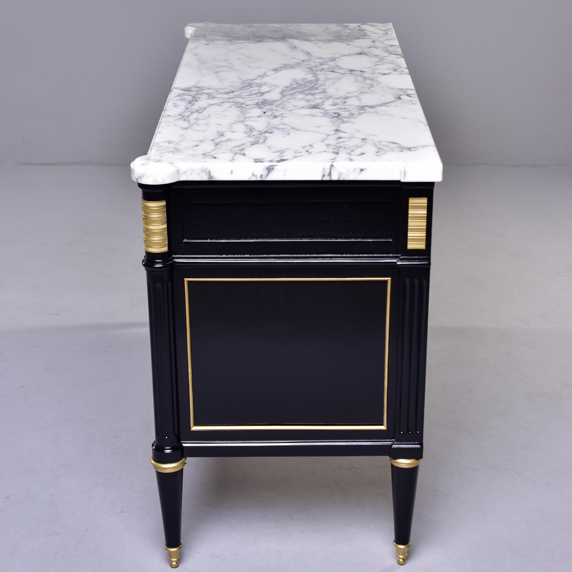 Louis XVI Three Drawer Commode with Black Finish and Marble Top 4