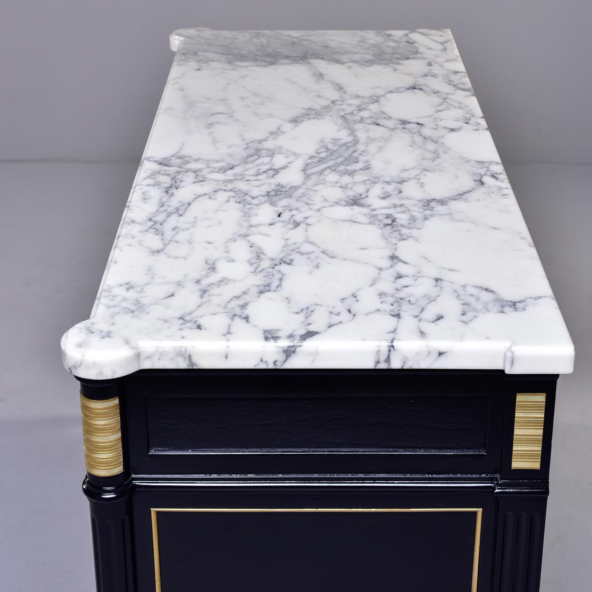 Louis XVI Three Drawer Commode with Black Finish and Marble Top 5