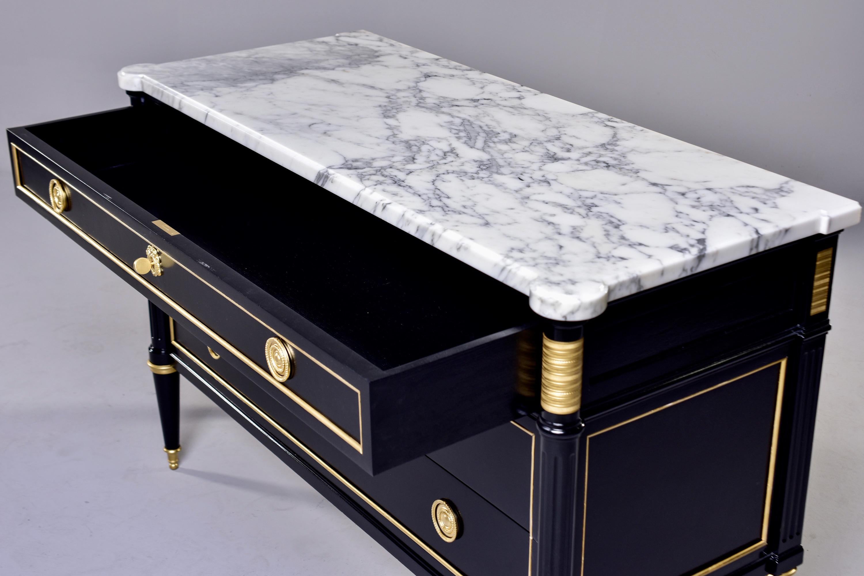 Louis XVI Three Drawer Commode with Black Finish and Marble Top 7