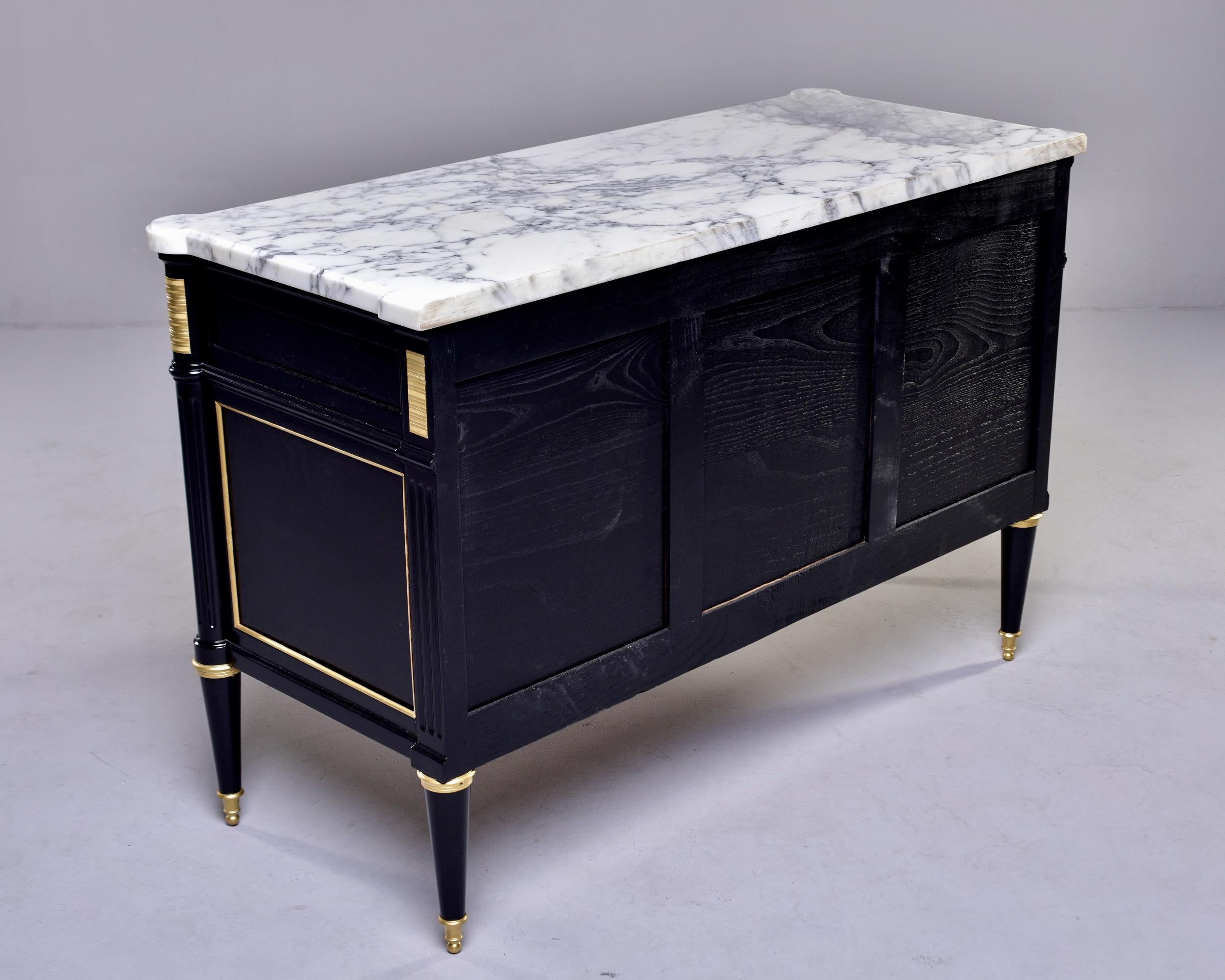 Louis XVI Three Drawer Commode with Black Finish and Marble Top 3