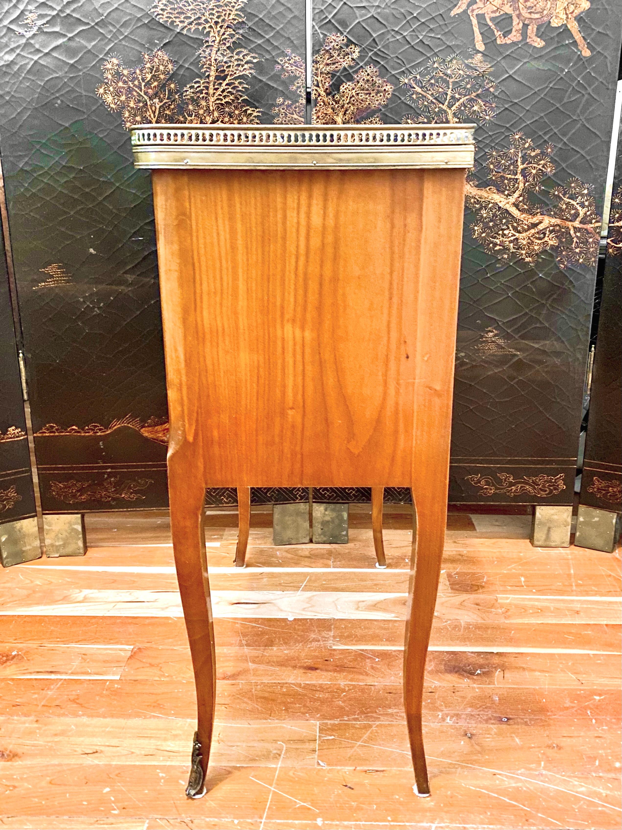 Louis XVI Transition Style Cabinet or Nightstand with Marble Top, Table De Salon For Sale 11